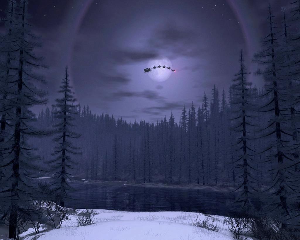 1024x819 Santa Sleigh and Moon. SuN mOOn StarS. Christmas