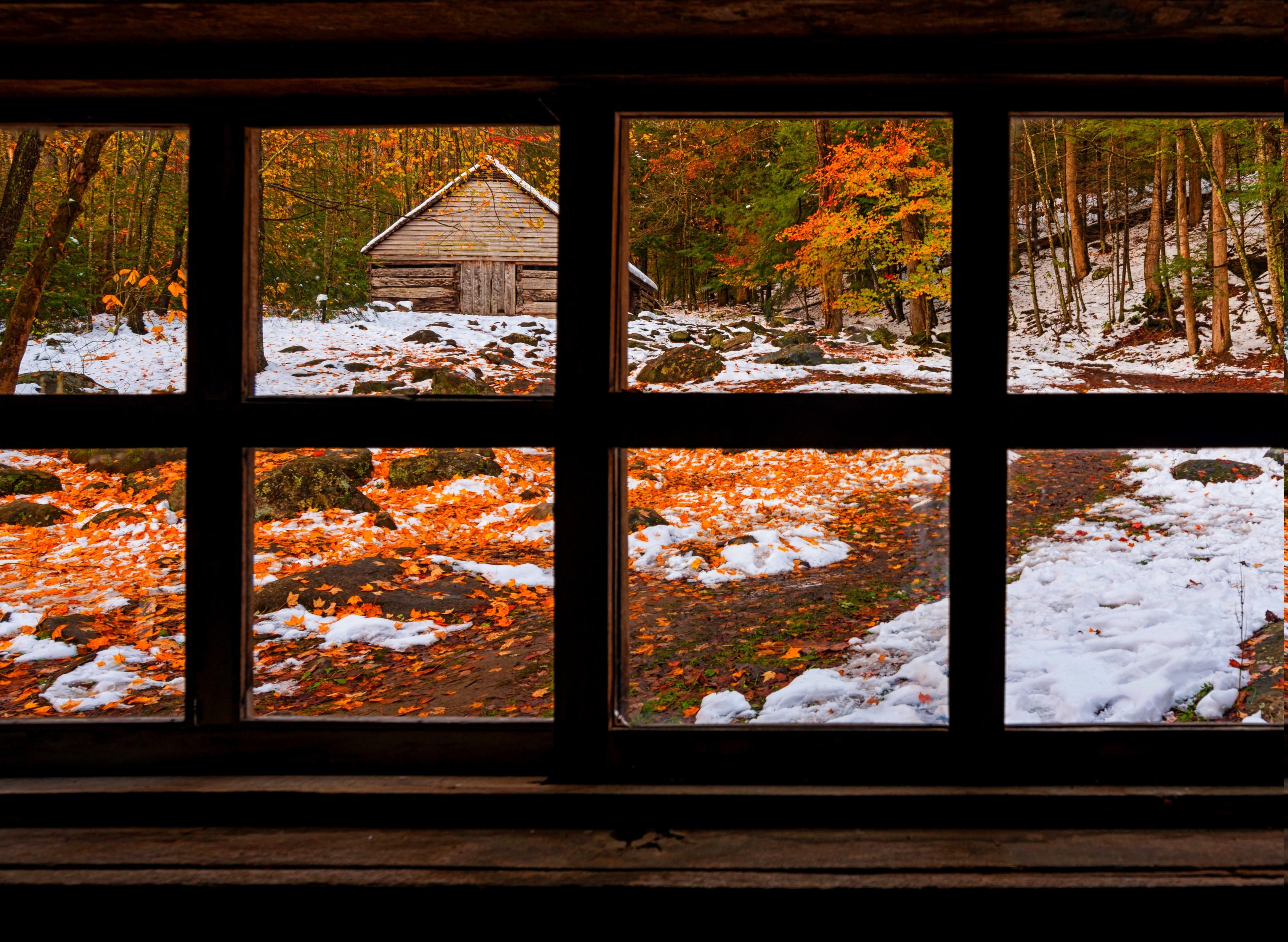 4350x3180 nature, Forest, Window, Fall, Snow, Winter Wallpaper HD / Desktop and Mobile Background