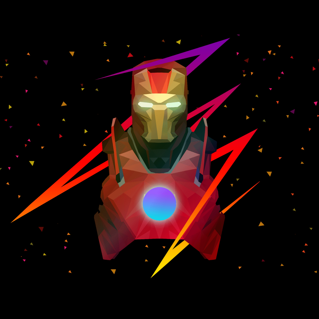 1024x1024 Iron Man Wallpaper 4K, Marvel Superheroes, AMOLED, Low poly, Artwork, Graphics CGI