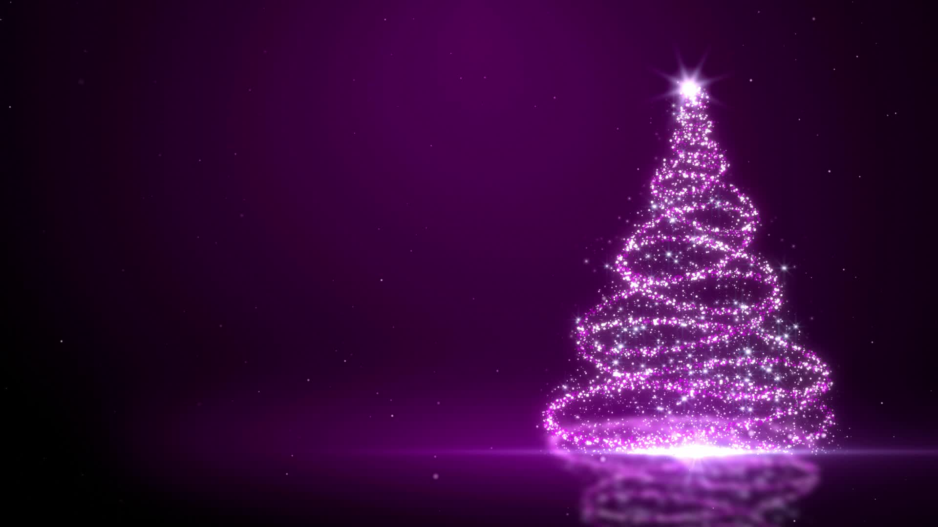 1920x1080 Purple Tinsel Christmas Tree Background