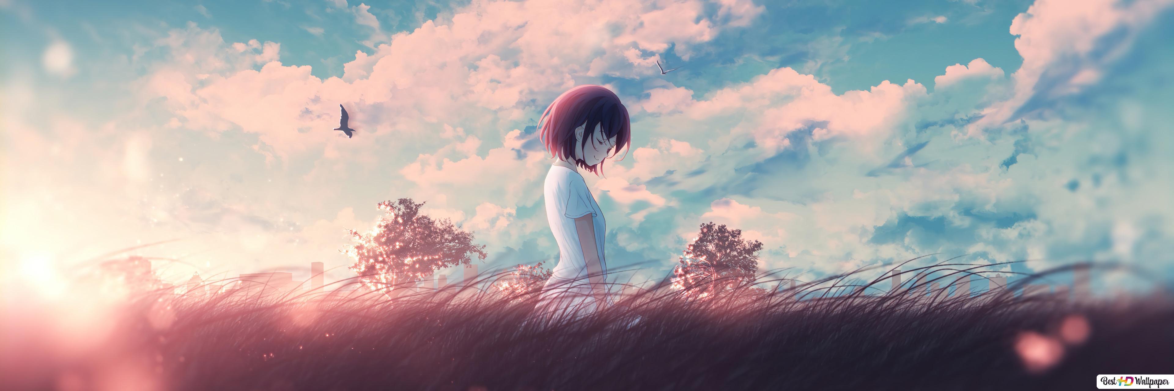 3840x1280 Morning Girl HD wallpaper download