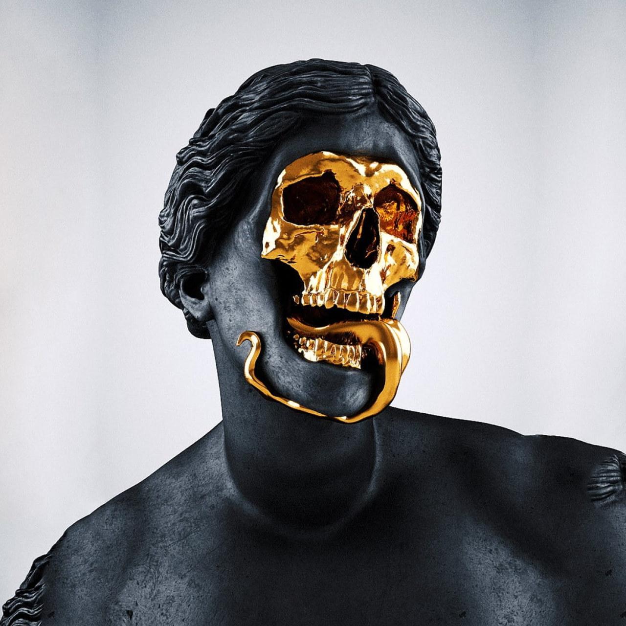 1280x1280 Statue Skull Gold Marble Wallpaper Roman Greek Sculpture • Wallpaper For You