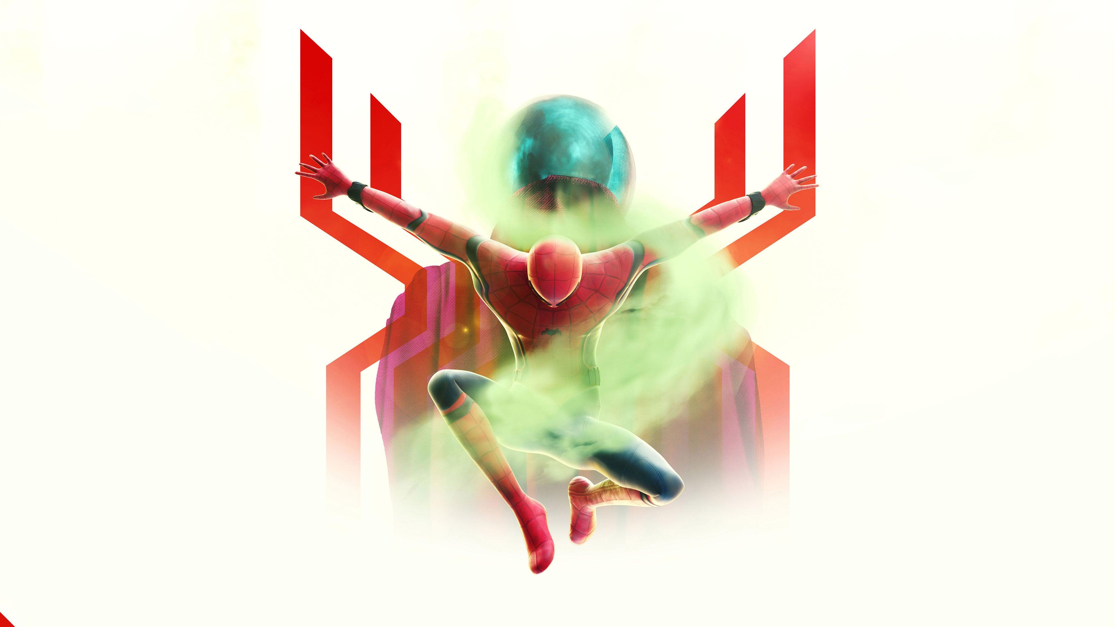 3840x2160 Spider Man Far From Home White BG 4K wallpaper