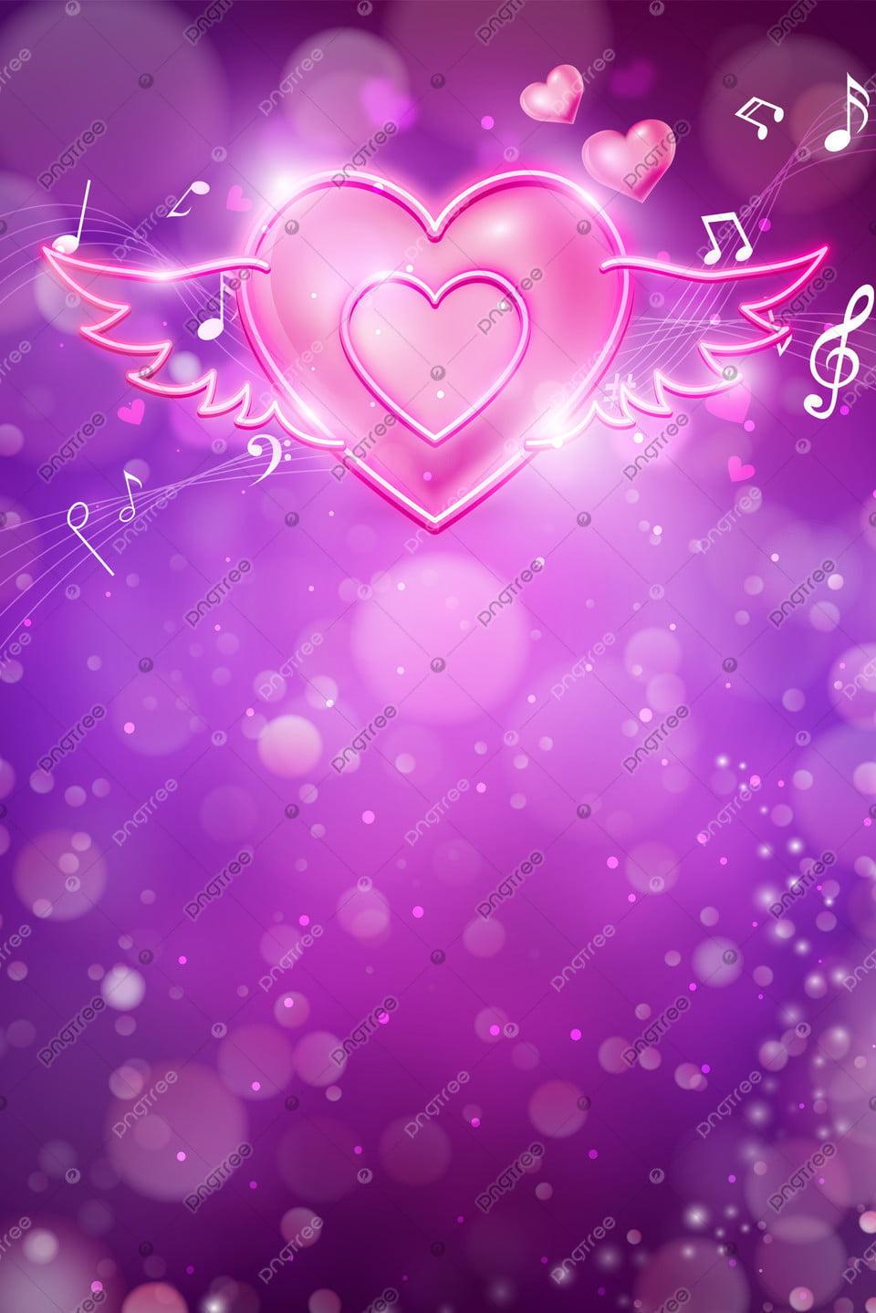 960x1439 Purple Bright Lighting Effect Love Background, Love Wallpaper, Heart, Valentines Day Background Image for Free Download