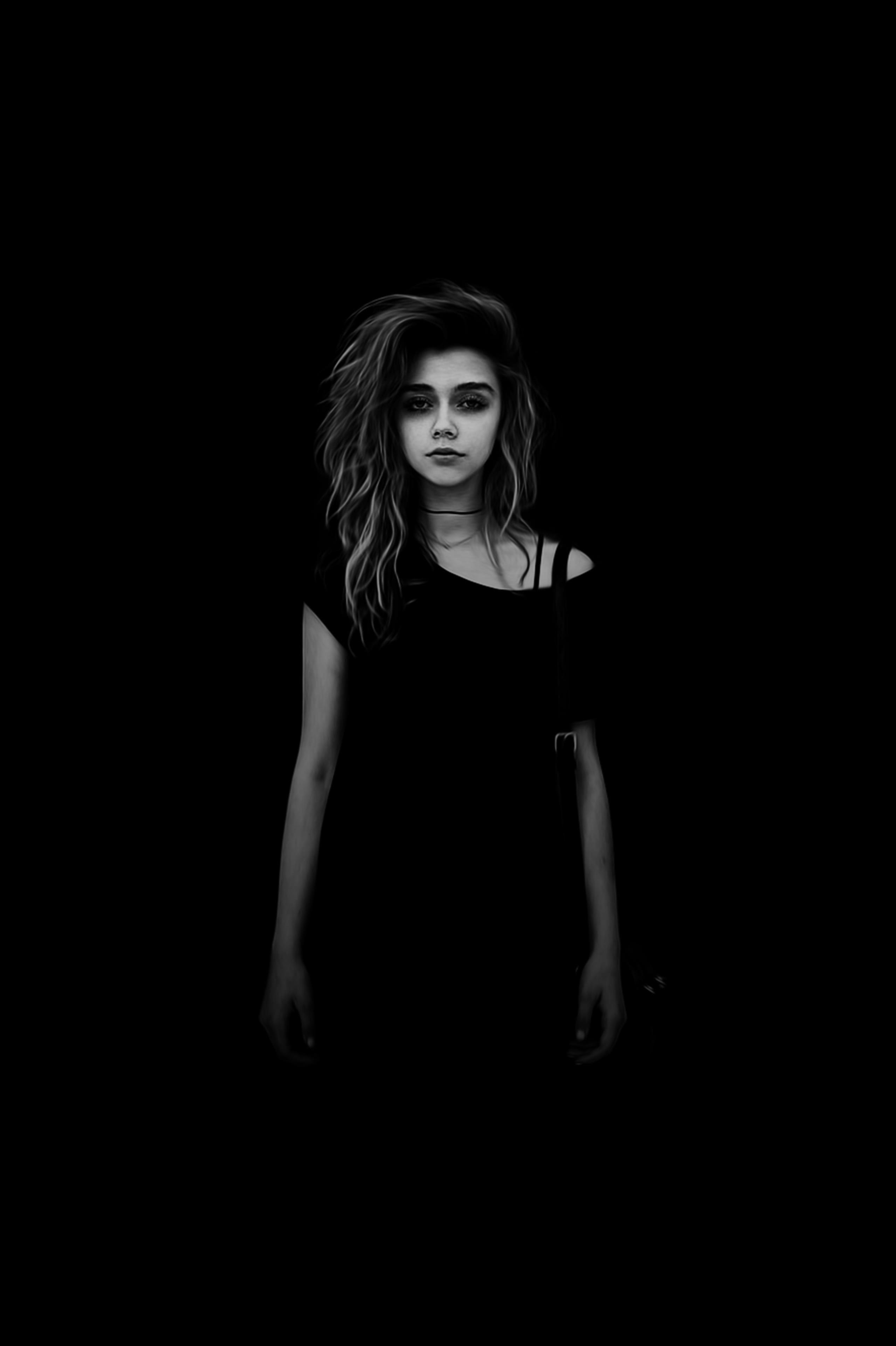 2558x3840 Amoled Girl HD Wallpaper. Black and white, Girl, Women
