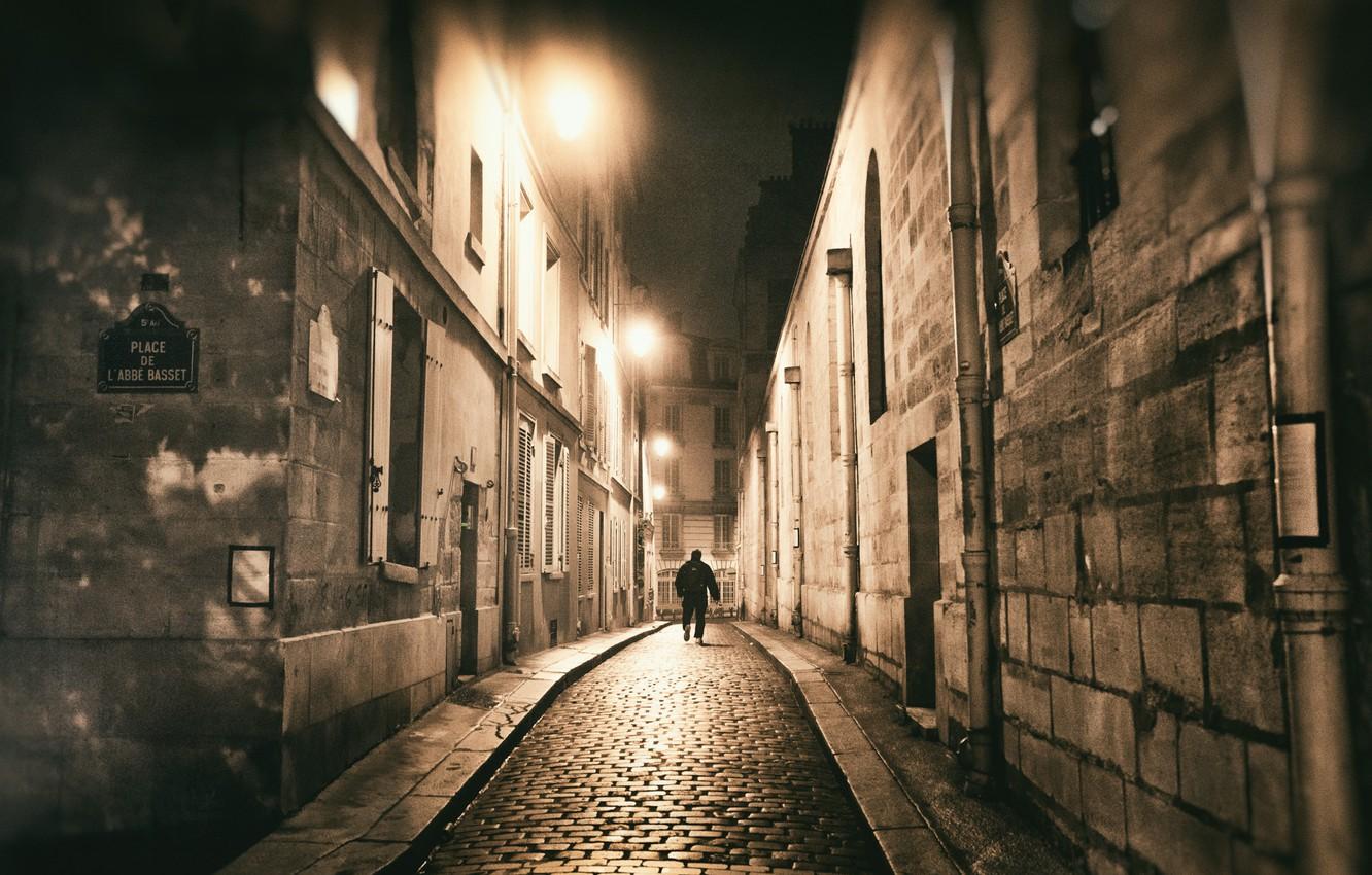 1332x850 Wallpaper Paris, street, man, midnight image for desktop, section город