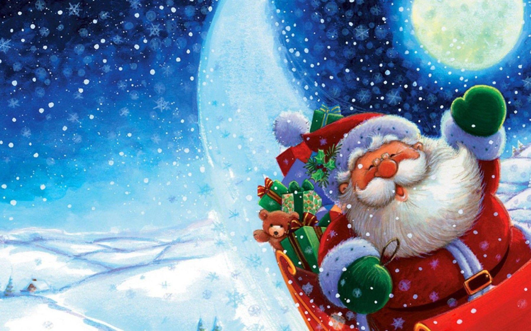 Snowman Santa Claus Christmas Silhouette Wallpaper 4K PC Desktop 4170e