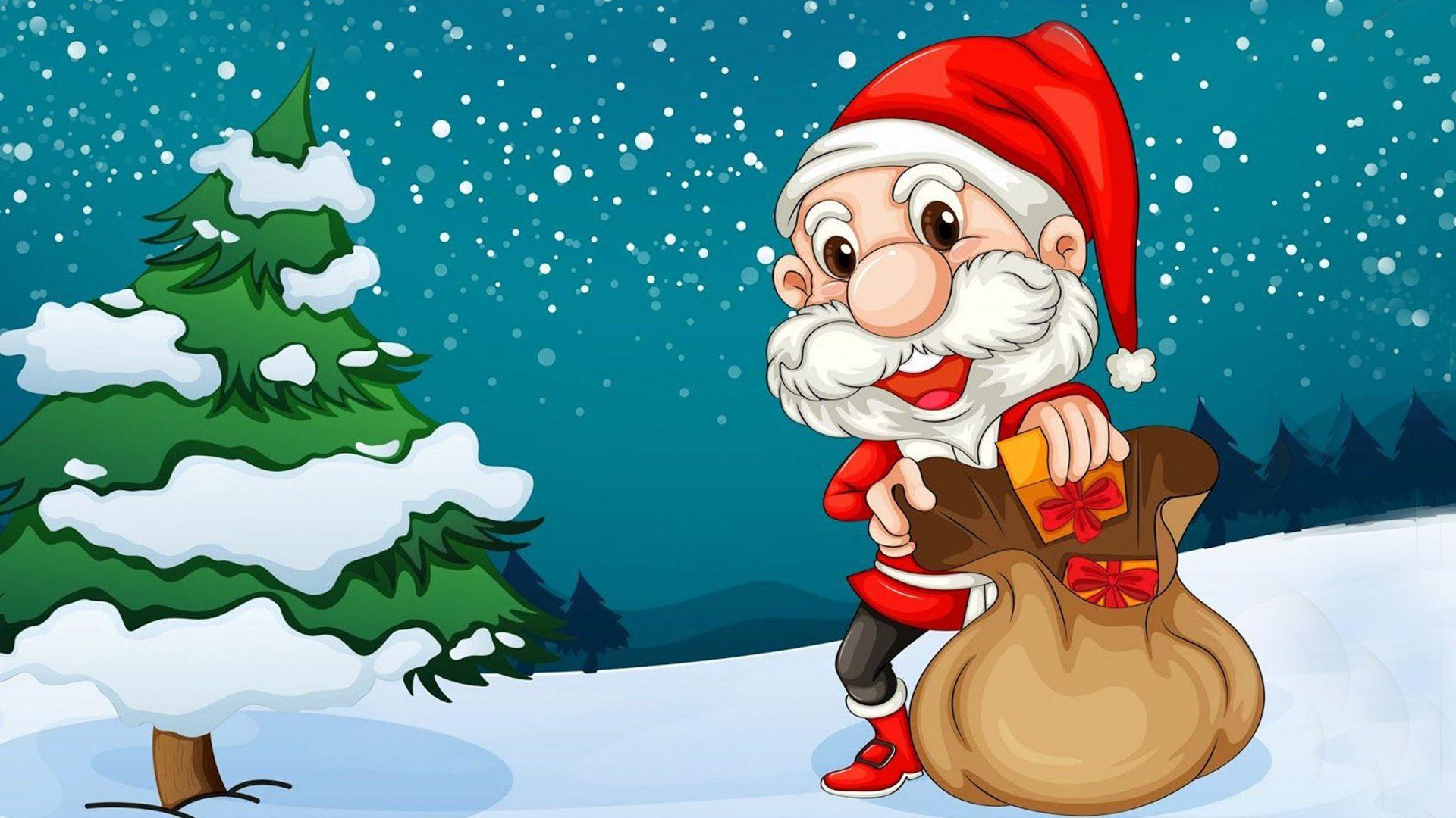 1920x1080 Santa Picture Cartoon