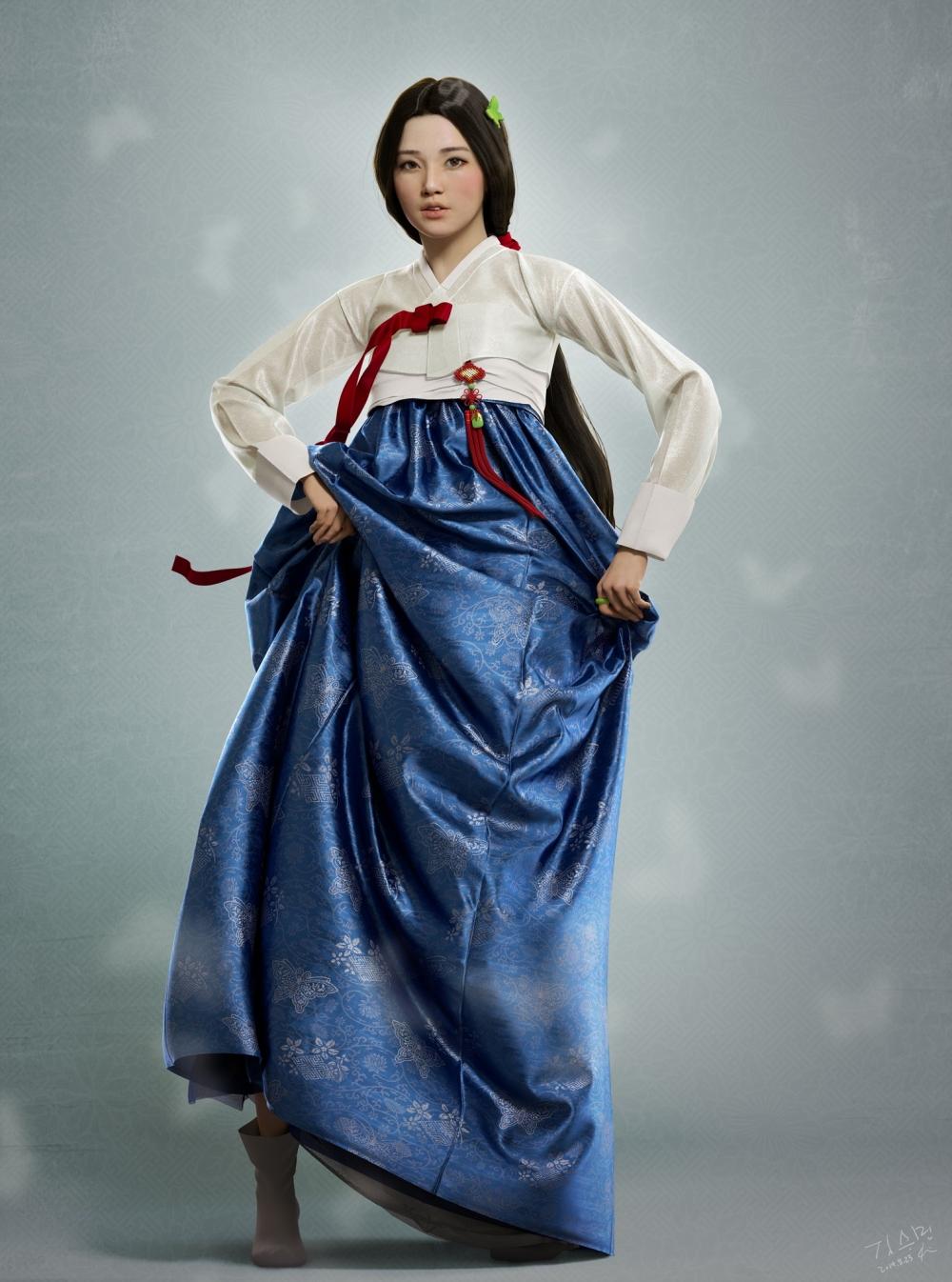 1000x1346 Download 1080x1920 Korean Traditional Clothes, Hanbok, 3D Model, Ribbon, Long Hair Wallpaper for iPhone iPhone 7 Plus, iPhone 6+, Sony Xperia Z, HTC One