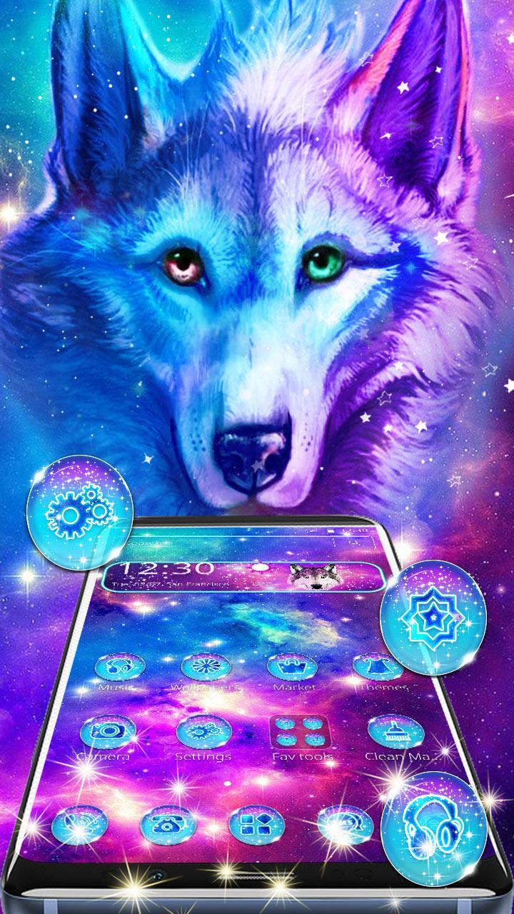 720x1280 Neon Galaxy Wolf Theme for Android