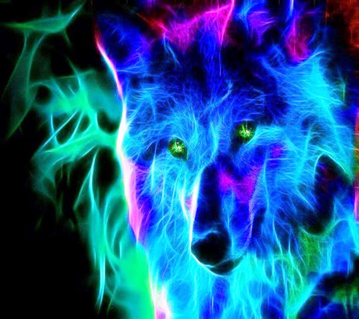 1440x1280 Rainbow Wolf Wallpaper Wallpaper Full HD