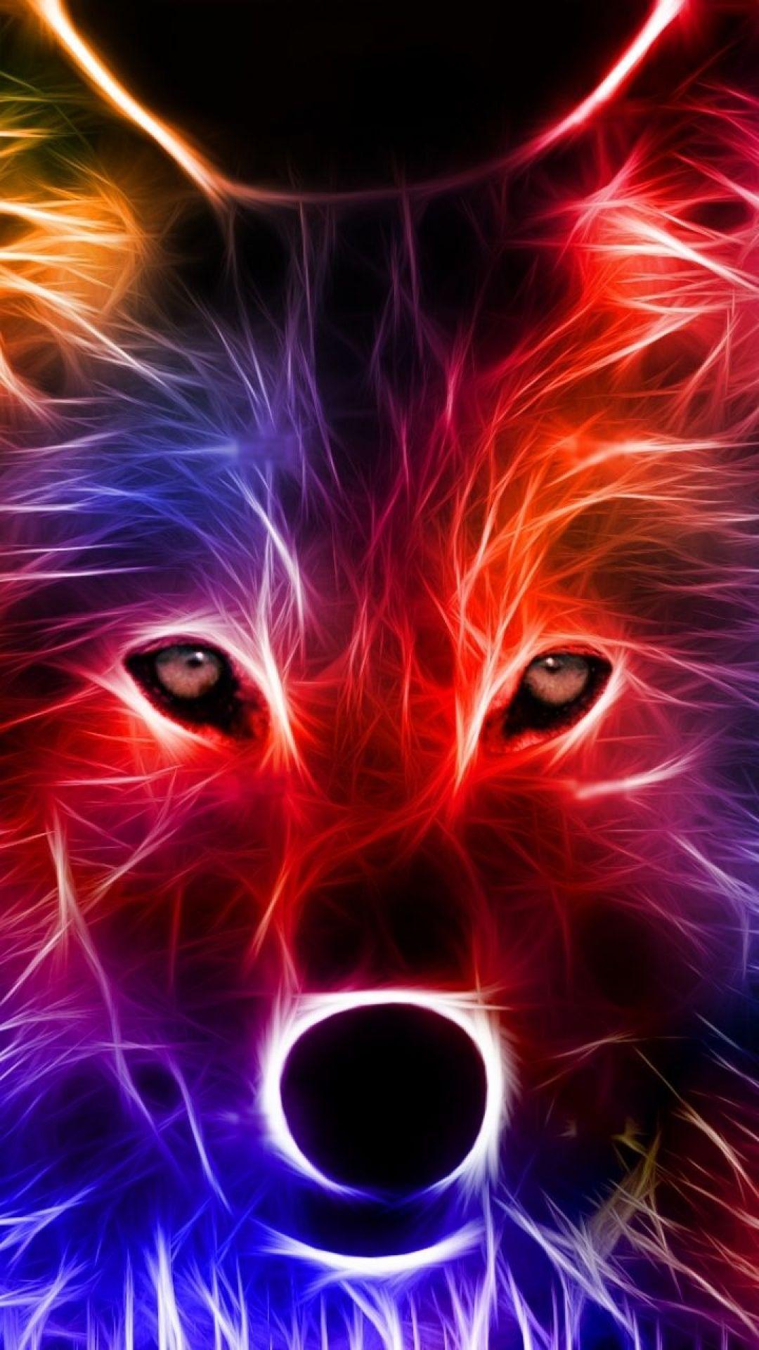 1080x1920 Neon Animal Abstract, iPhone, Desktop HD Background / Wallpaper (1080p, 4k) #hdwallpaper #androidwall. Wolf wallpaper, Galaxy wolf, Animals