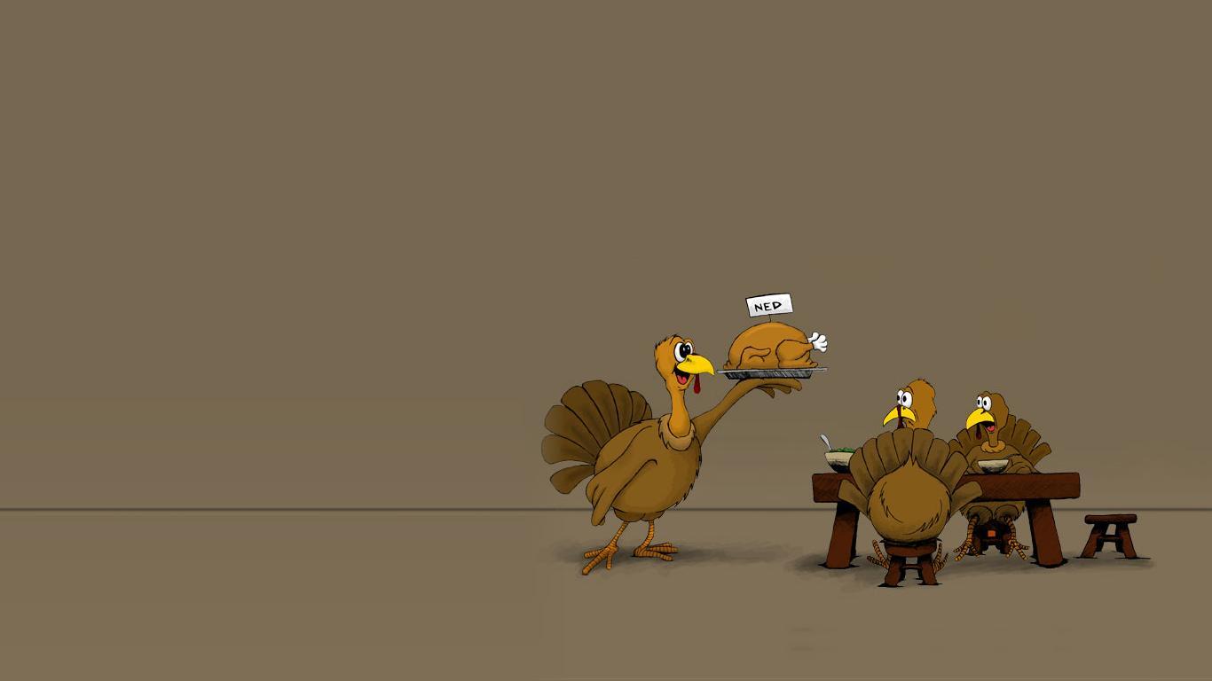 1366x768 Funny Thanksgiving Wallpaper for Desktop