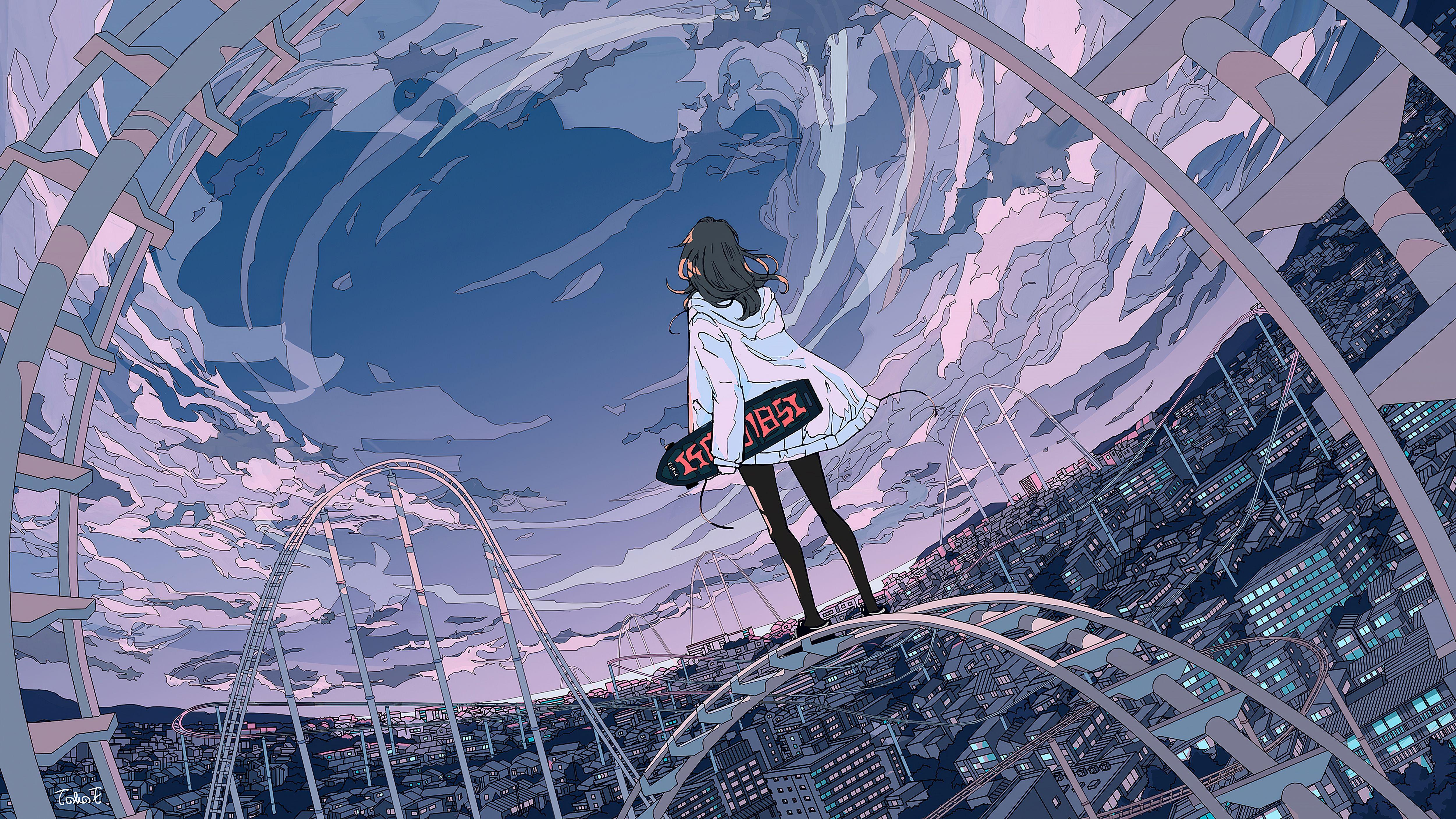 5000x2812 Anime Skateboard Cool Wallpaper
