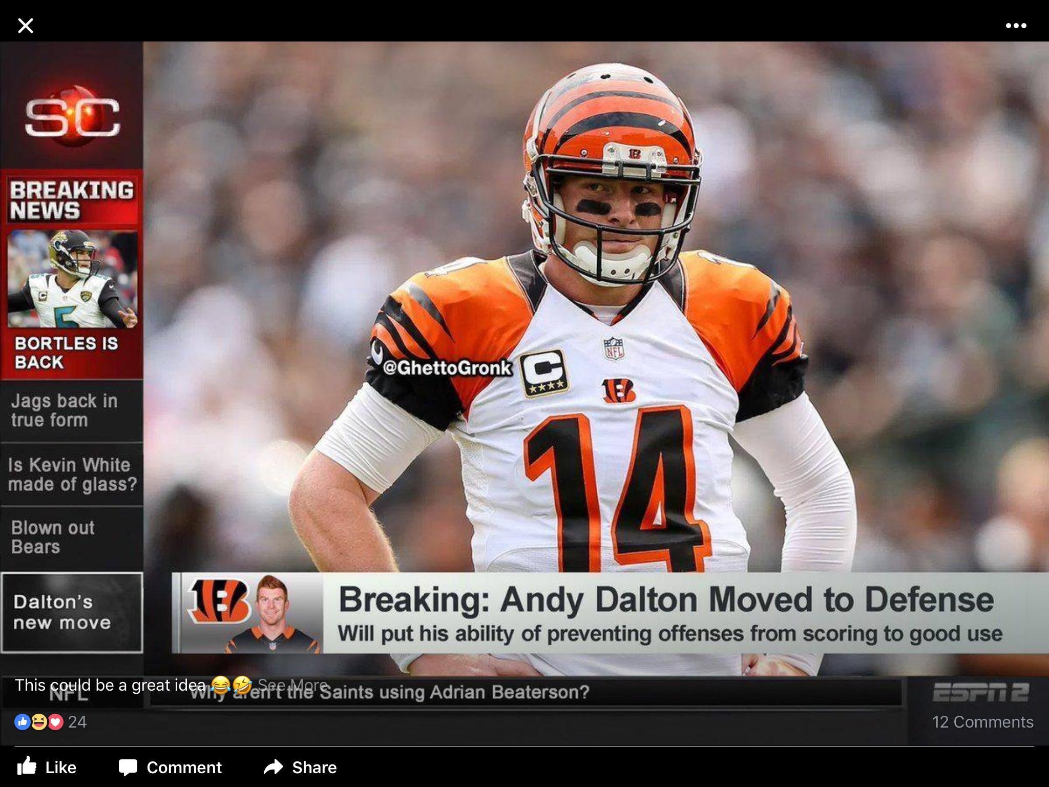2048x1536 Andy Dalton moved to defense, LOL Very sad but too funny not to post too