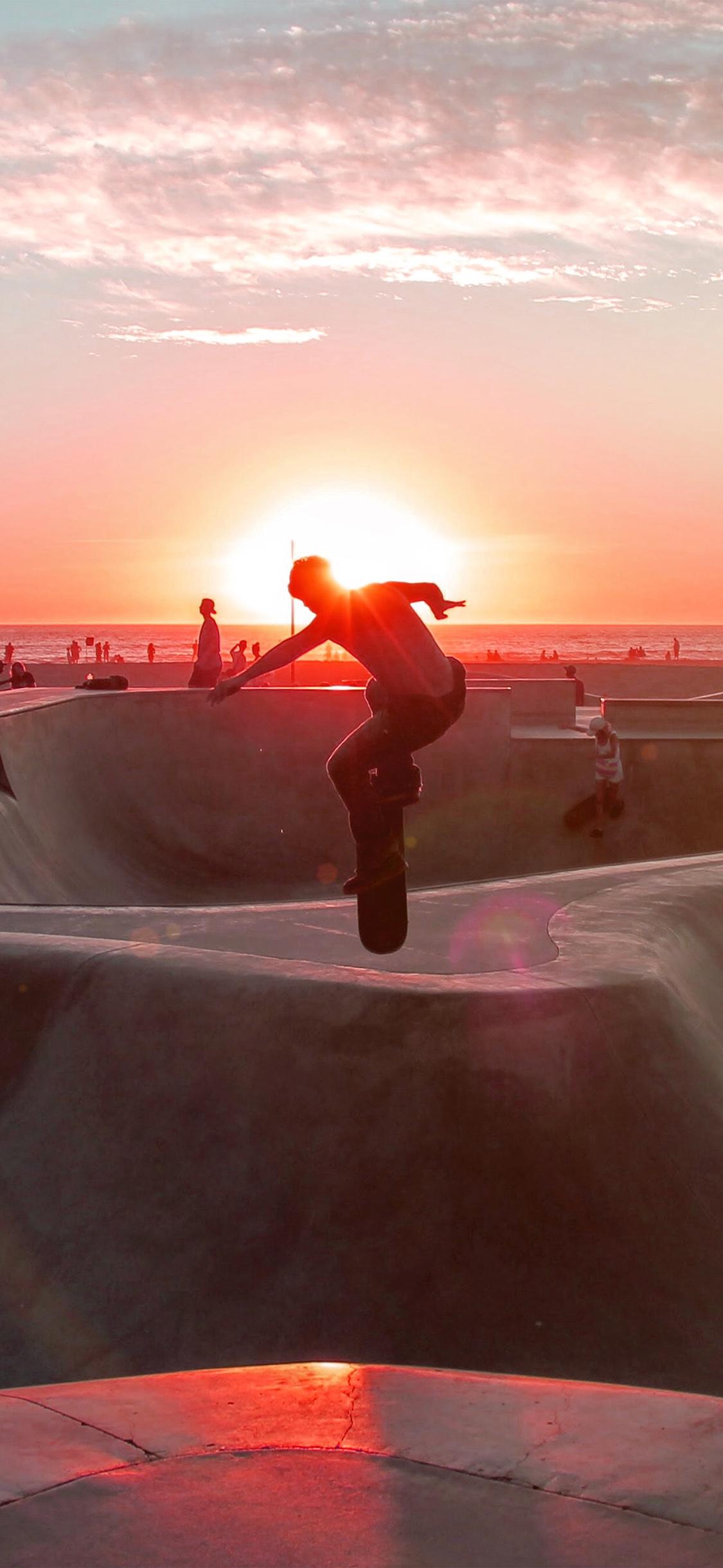 1125x2436 iPhone X wallpaper. skateboard extreme sports summer flare red