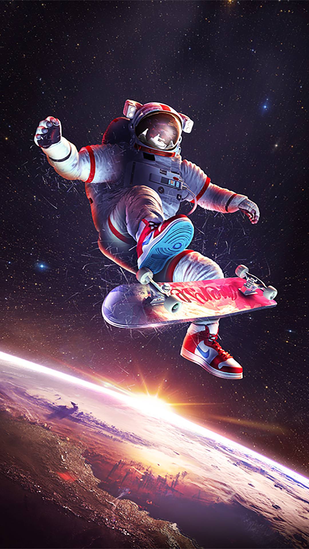 1080x1920 Skateboarding Astronaut IPhone Wallpaper Wallpaper : iPhone Wallpaper
