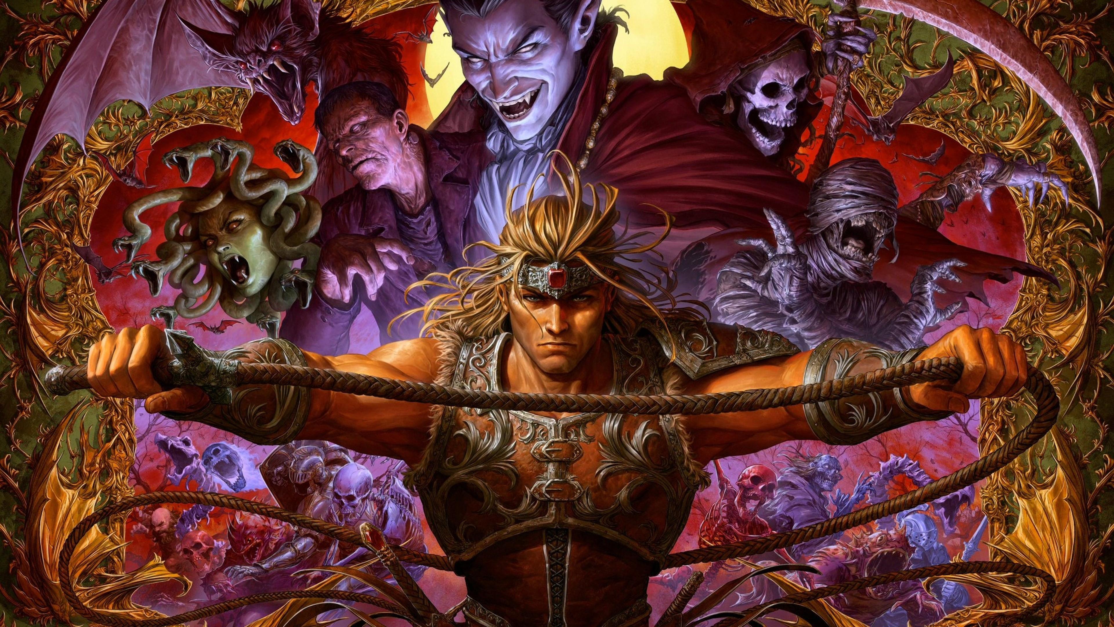 3840x2160 Download 3840x2160 Simon Belmont, Castlevania, Dracula, Medusa, Vampire, Artwork Wallpaper for UHD TV