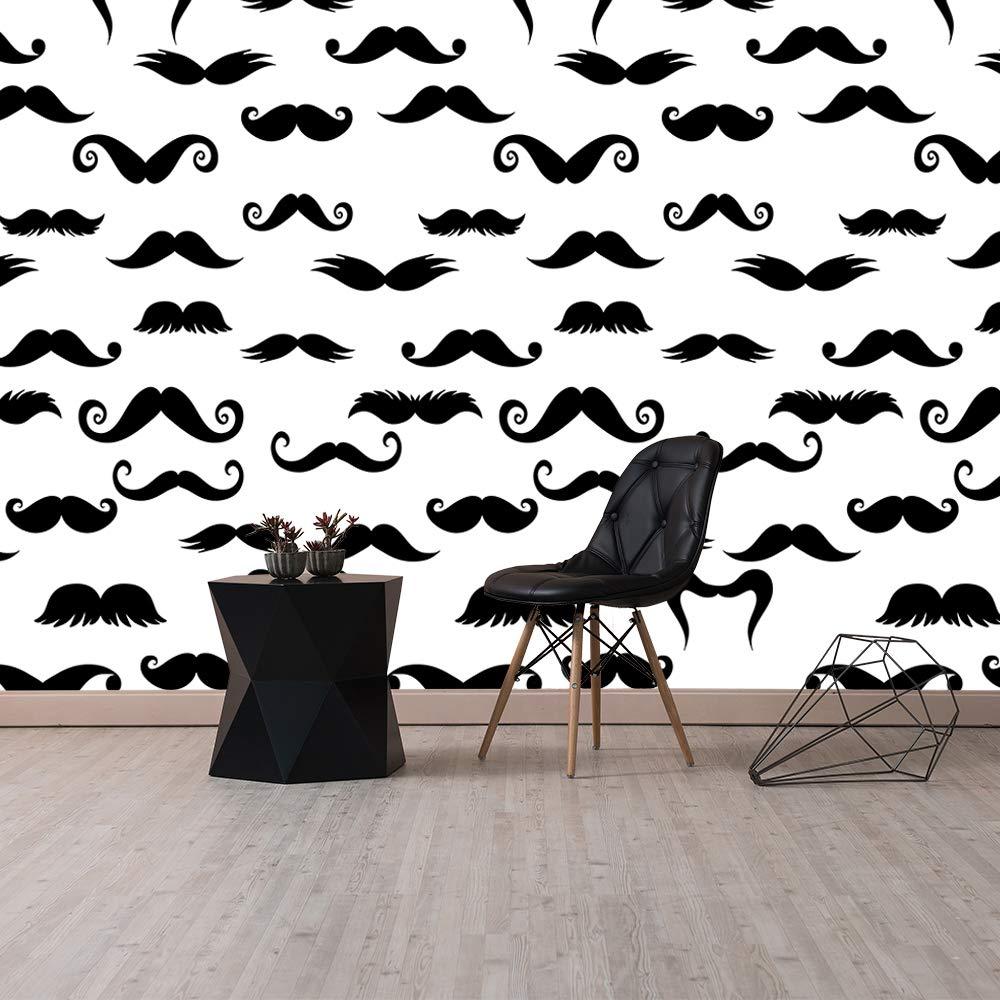1000x1000 Mustache And Beard Pattern Wallpaper. Design For Barber Shop. Black And White Wall Pattern For Boy Nursery. Removable. Self Adhesive KM68 : Handmade Products