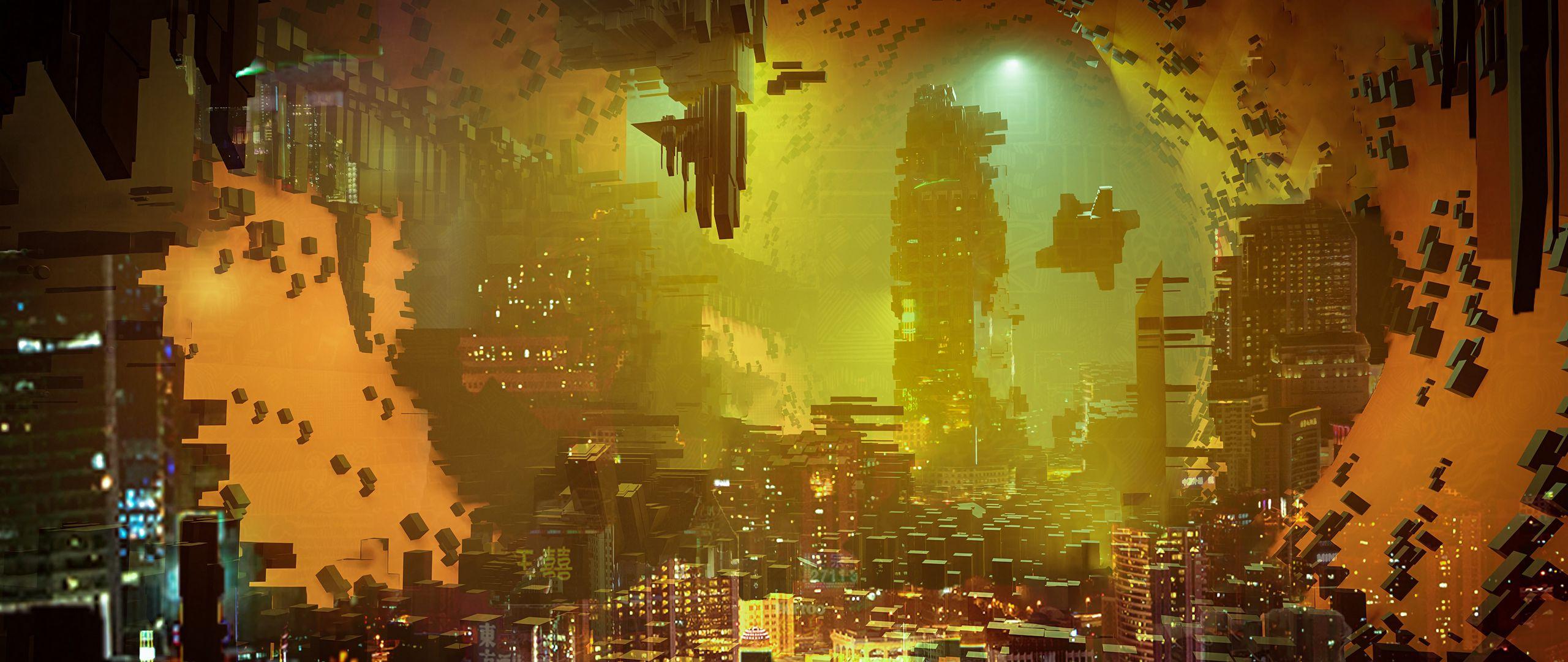 2560x1080 Download wallpaper 2560x1080 future, city, fiction, art dual wide 1080p HD background