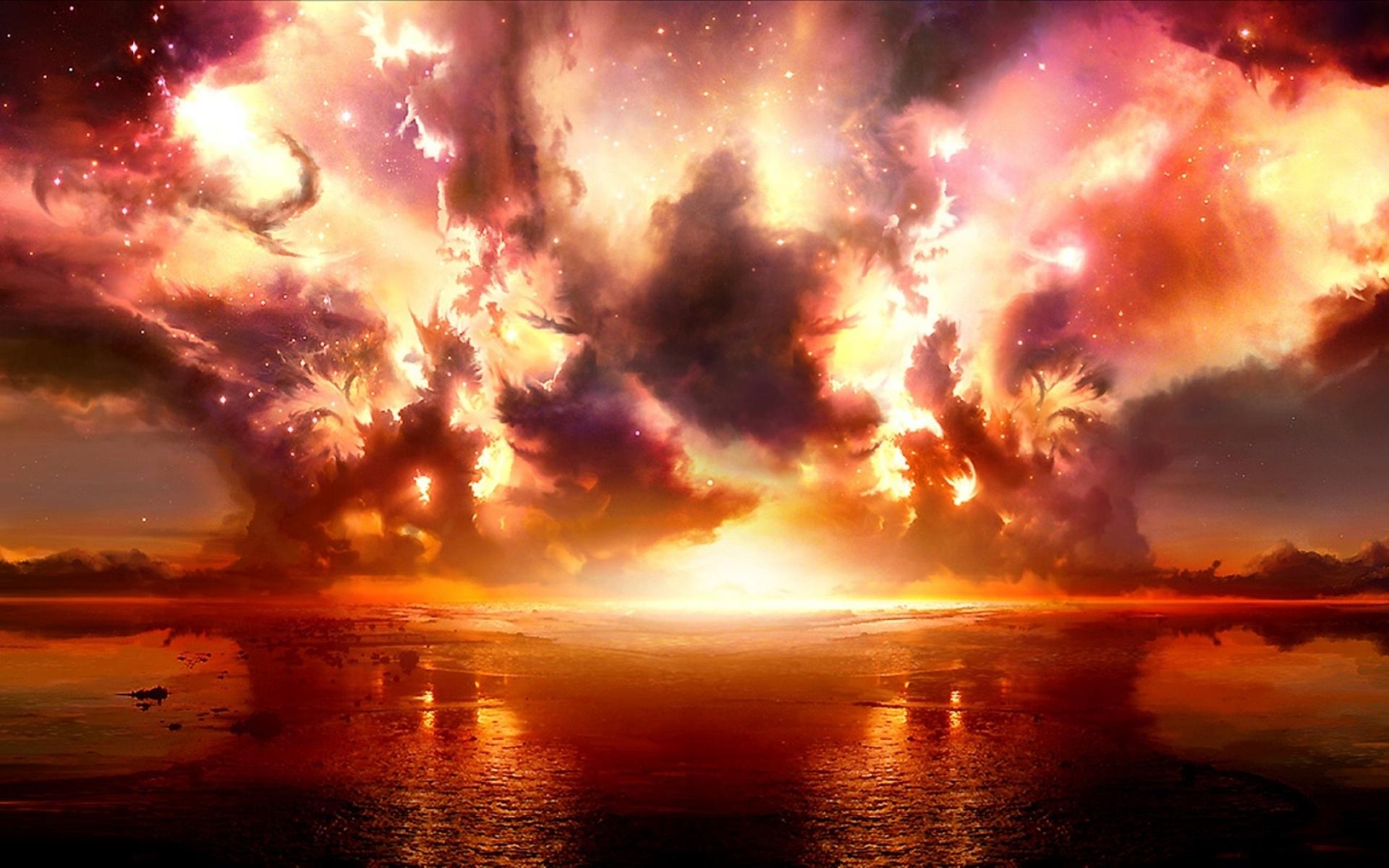 1920x1200 Abstract Red Sky & Lake wallpaper. Abstract Red Sky & Lake