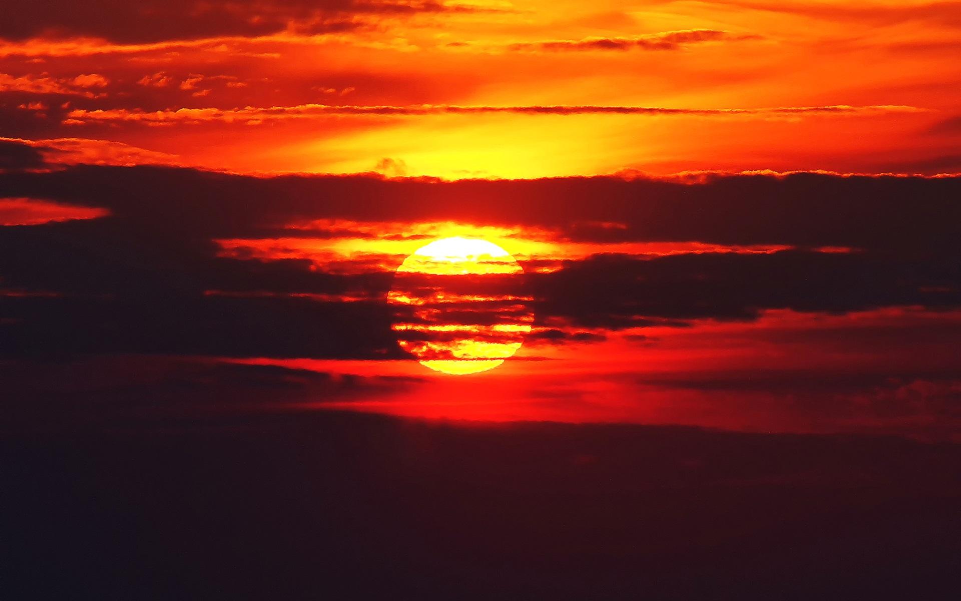 1920x1200 Wallpaper Sunset, red sky, clouds, glow 1920x1200 HD Picture, Image