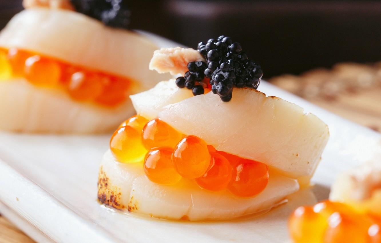 1332x850 Wallpaper fish, caviar, dish image for desktop, section еда
