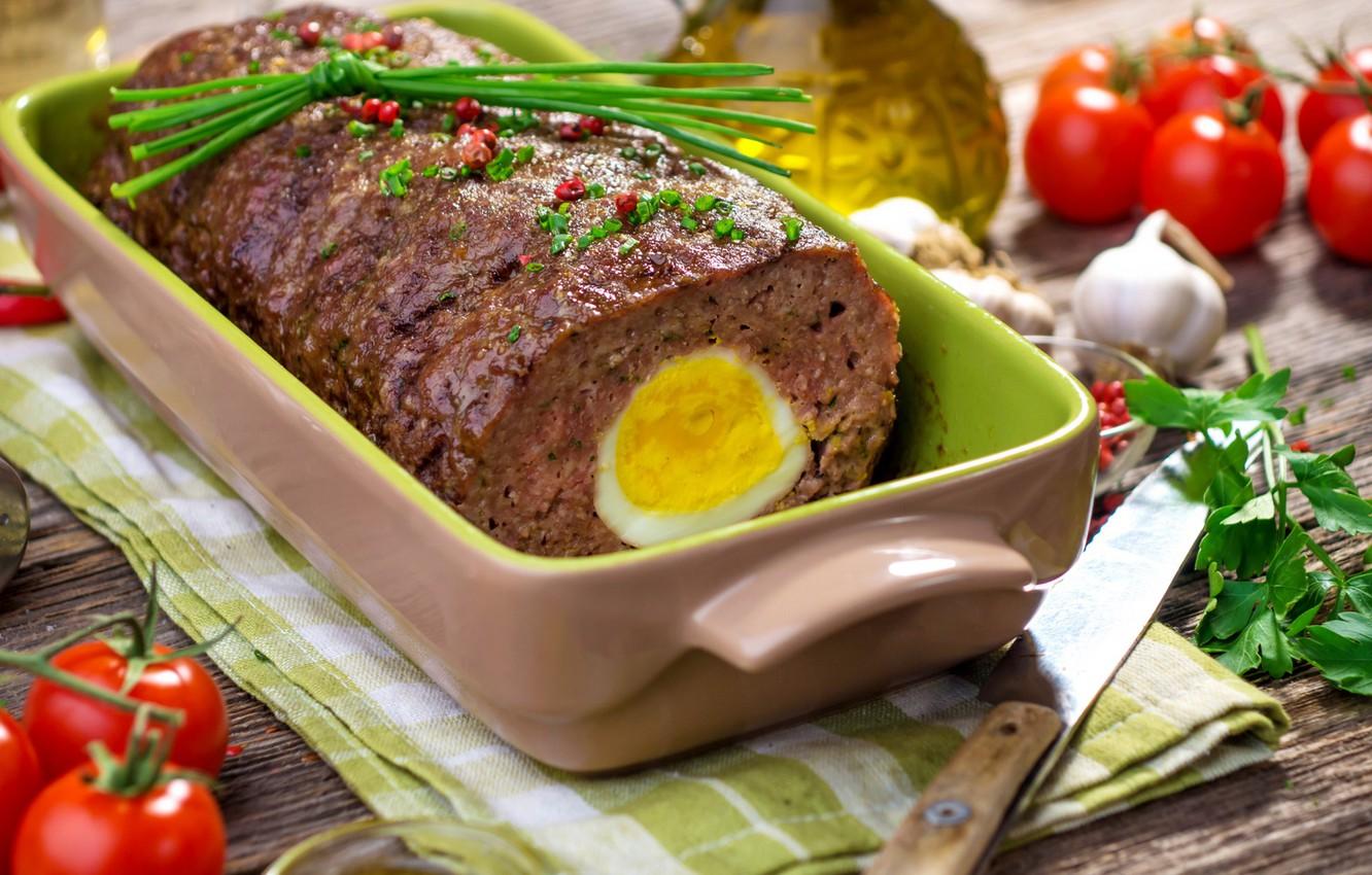 1332x850 Wallpaper greens, egg, meat loaf image for desktop, section еда