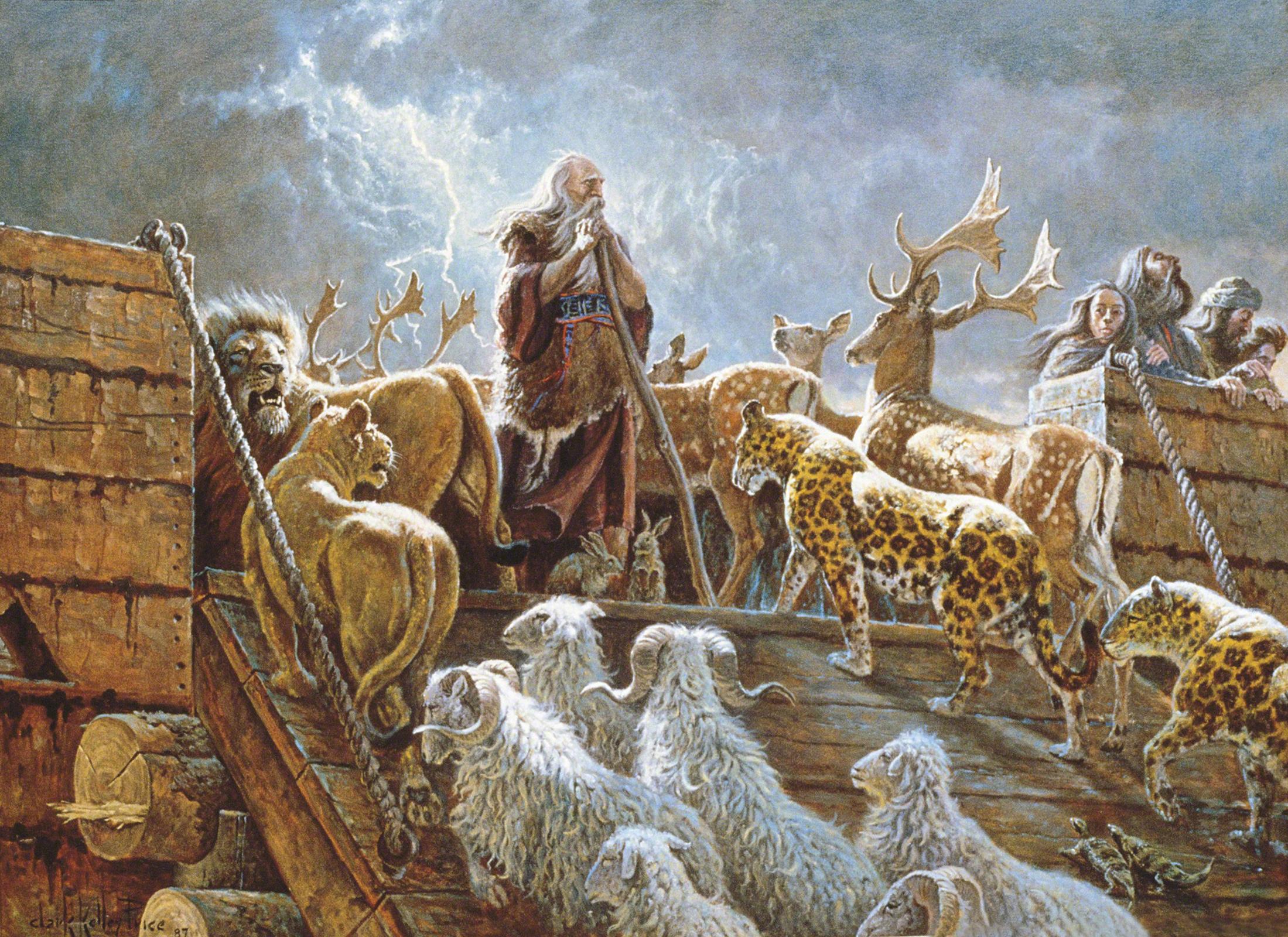 2199x1600 Noah and the Ark with Animals (The Lord Fulfilleth All His Words)