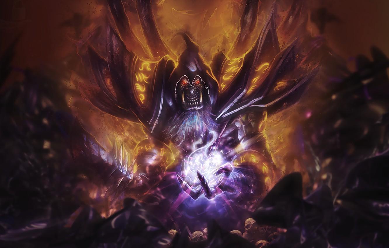 1332x850 Wallpaper Orc, warcraft, warlock, Gul'dan, warlock, Hearthstone, From roses, SpiritAJ image for desktop, section игры