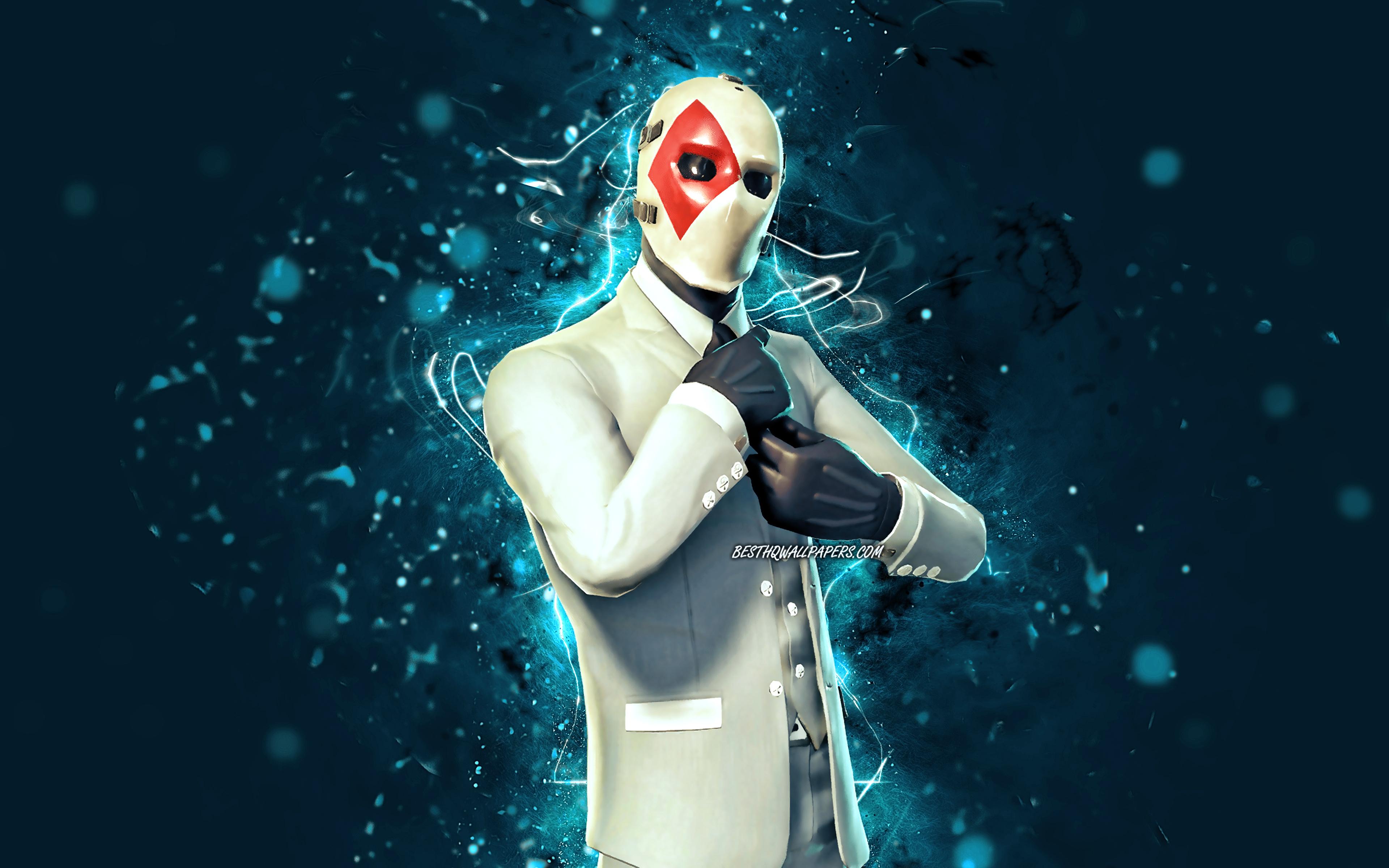 3840x2400 Download wallpaper Wild Card, 4k, blue neon lights, 2020 games, Fortnite Battle Royale, Fortnite characters, Wild Card Skin, Fortnite, Wild Card Fortnite for desktop with resolution 3840x2400. High Quality HD picture wallpaper