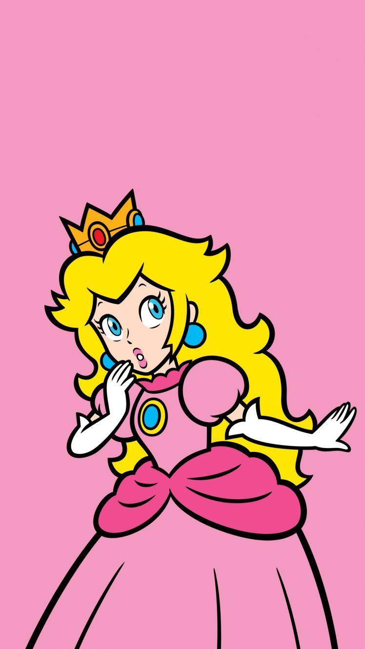 748x1330 Princess Peach, Video games, Super Mario, Nintendo, Minimalism, Simple background Wallpaper HD / Desktop and Mobile Background