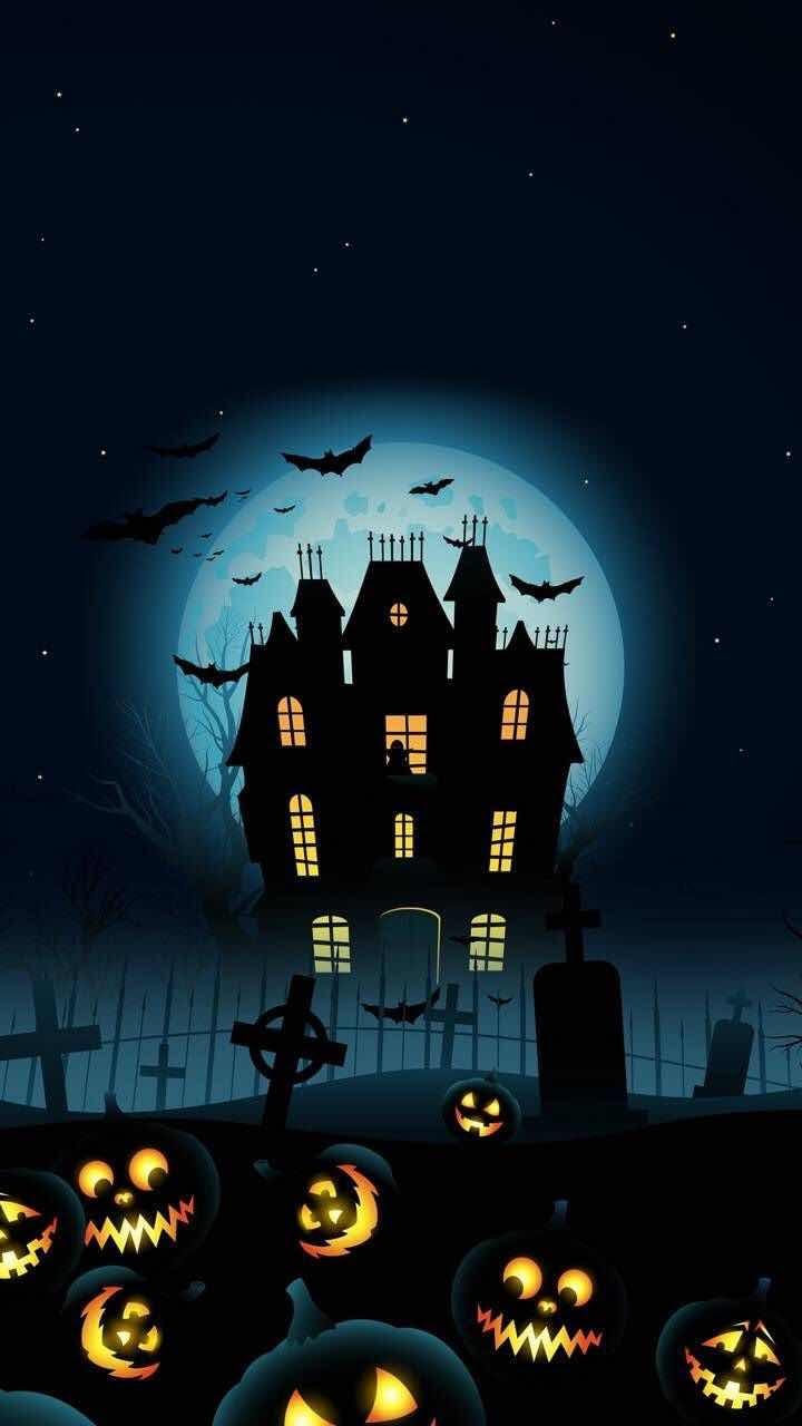 720x1280 iPhone and Android Wallpaper: Haunted House Halloween Wallpaper for iPhone and Android