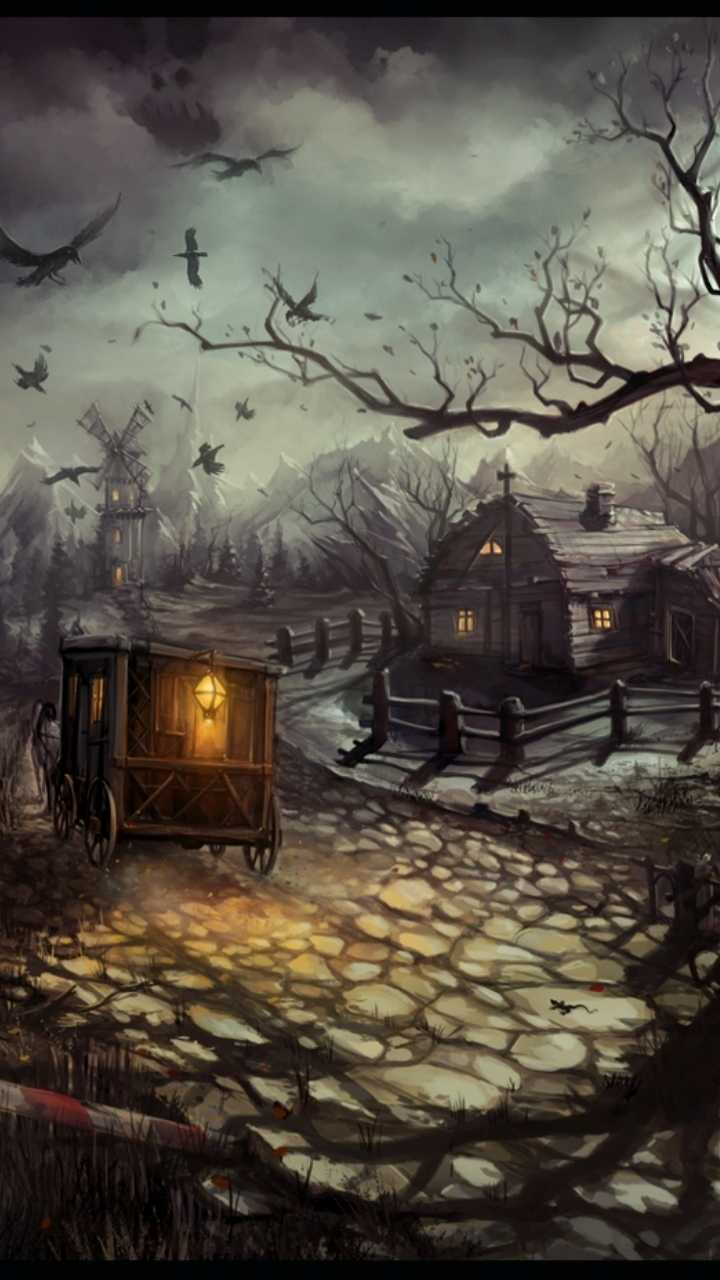 720x1280 Haunted House Wallpaper