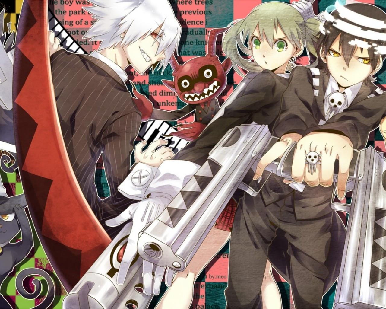 1280x1024 Download 1280x1024 Soul Eater, Soul Evans, Blackstar, Death The Kid, Maka Albarn, Shinigami, Blair Wallpaper