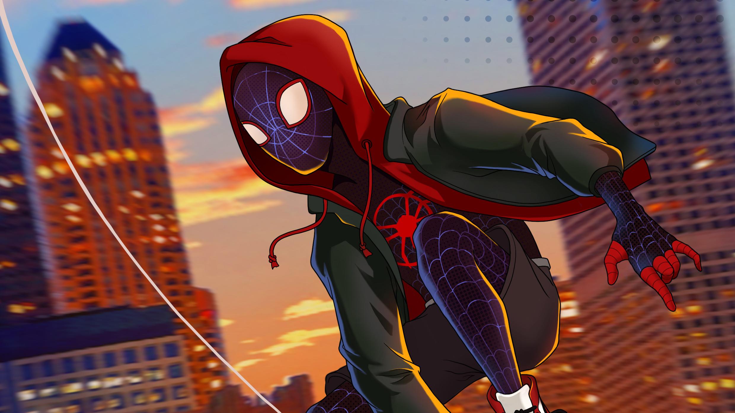 2480x1395 Spiderman Miles Morales Spider Verse, HD Superheroes, 4k Wallpaper, Image, Background, Photo and Picture