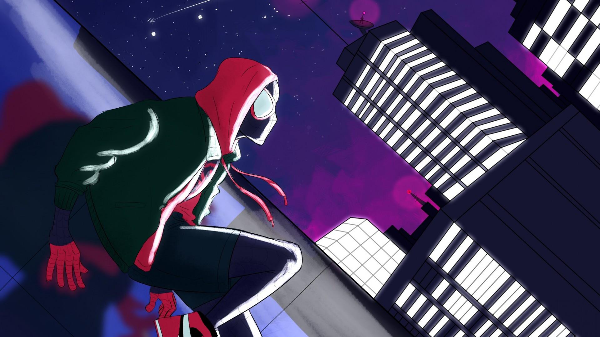 1920x1080 Download 1920x1080 Miles Morales, Spider Man: Into The Spider Verse, Hoodie, Animation Wallpaper For Widescreen