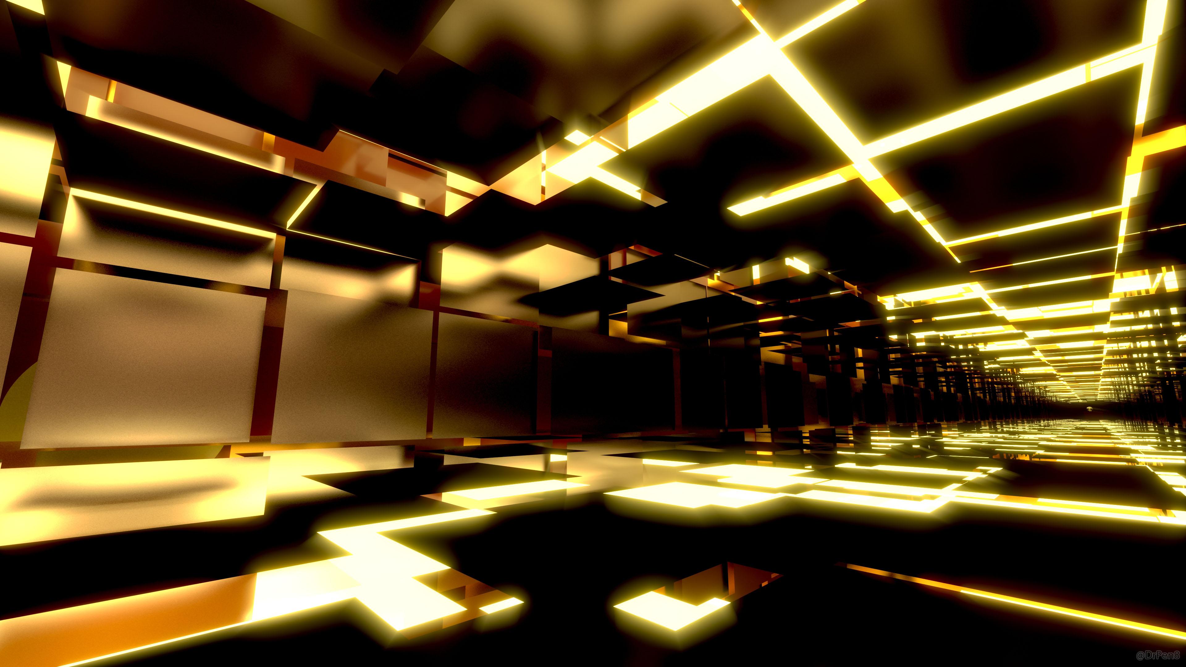 3840x2160 Black And Gold Tunnels By Dr Pen