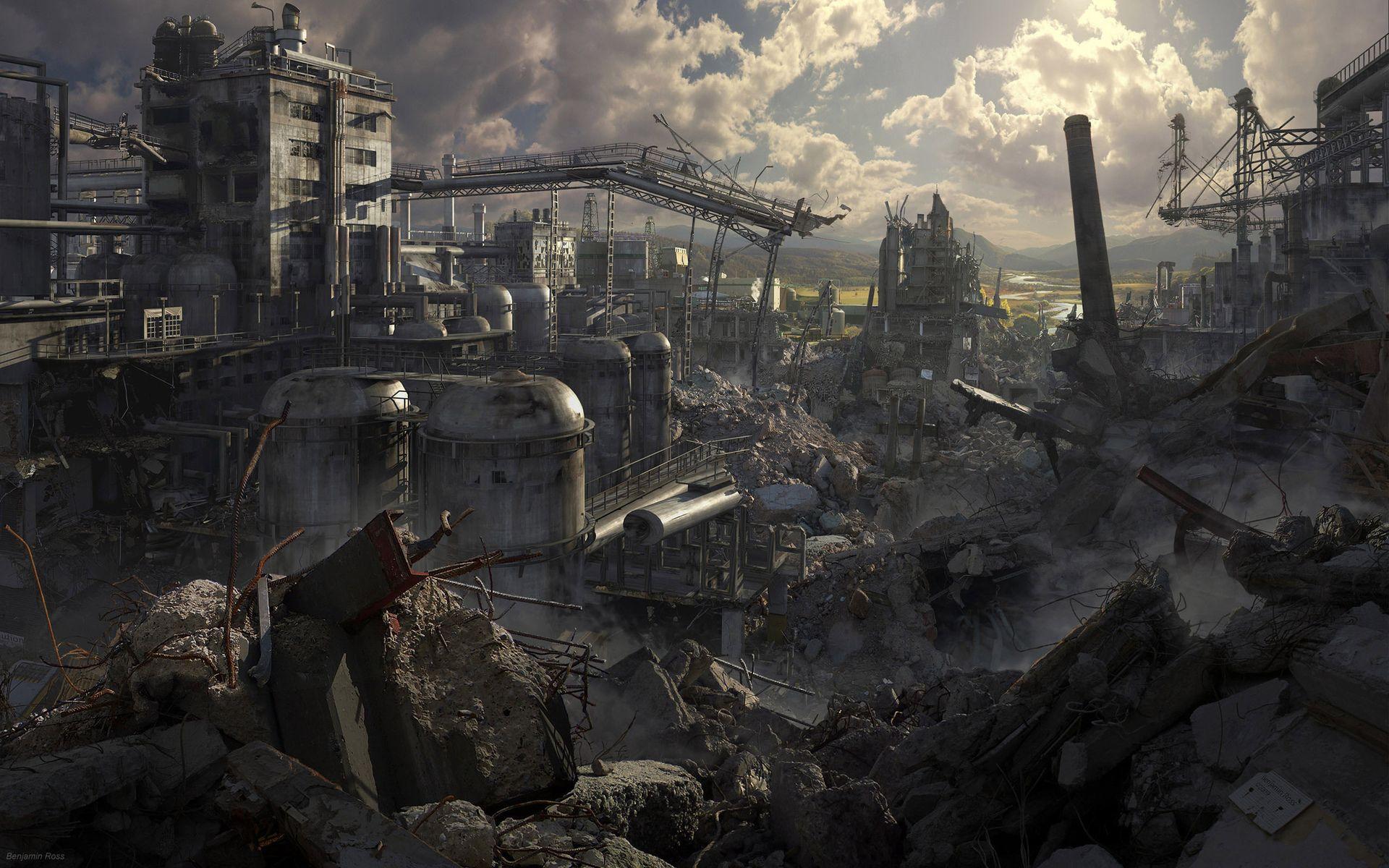 1920x1200 Dark horror sci fi apocalyptic destruction art cg game buildings (2022)