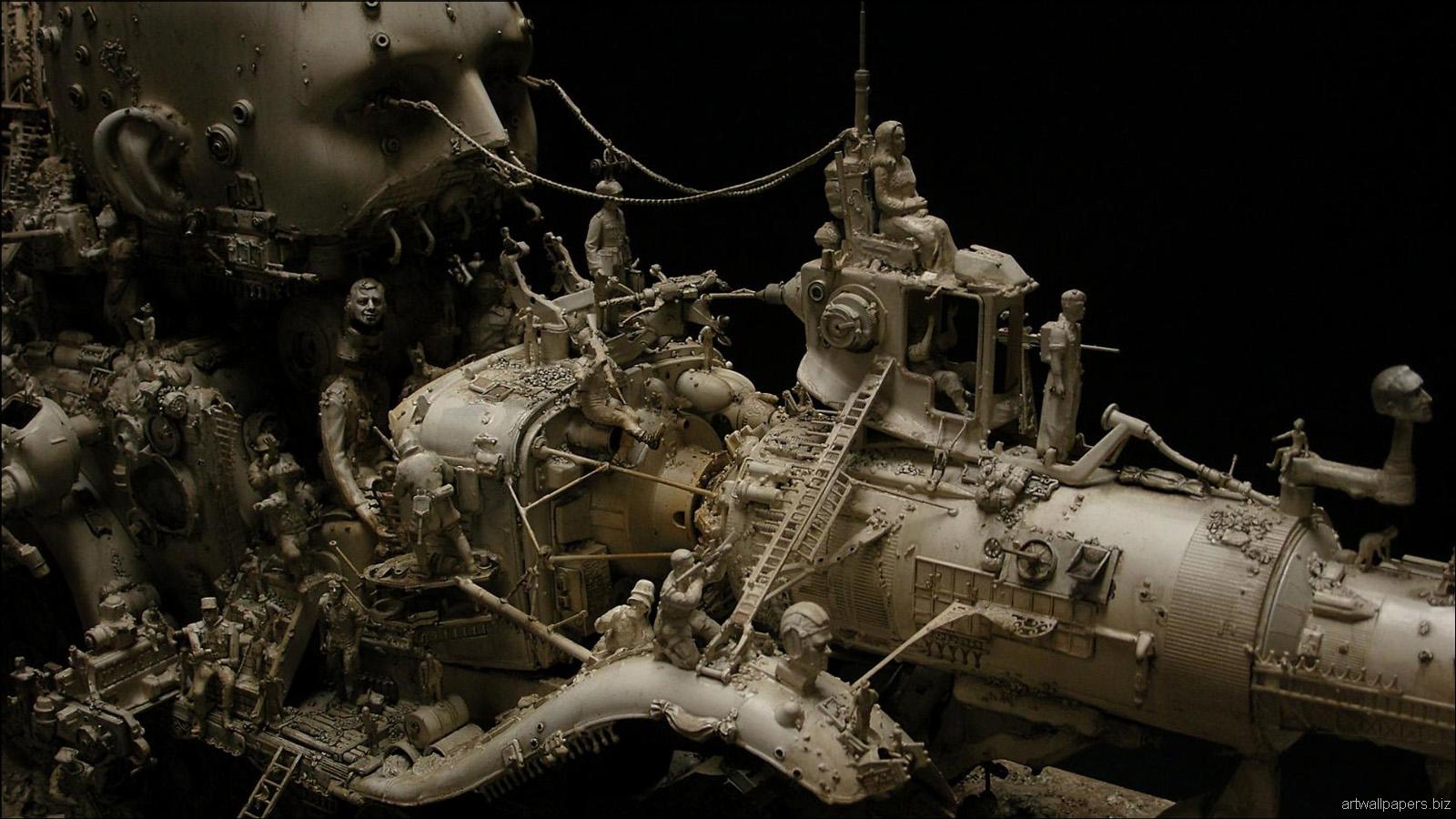 1600x900 kris, Kuksi, Art, Sculptures, Dark, Sci fi, Steampunk, G, Jpg Wallpaper HD / Desktop and Mobile Background