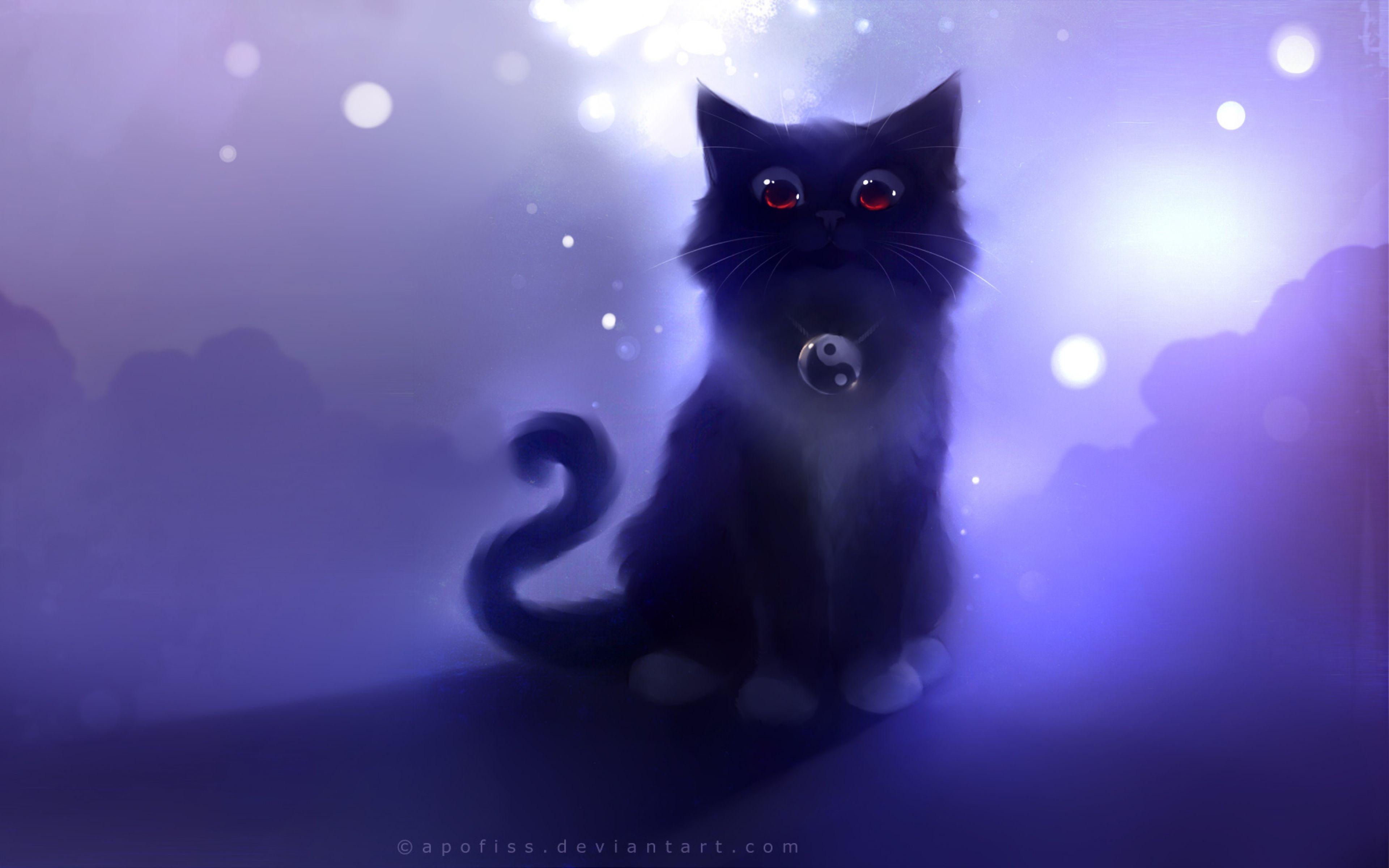 3840x2400 Anime Black Cat HD 4k Wallpaper