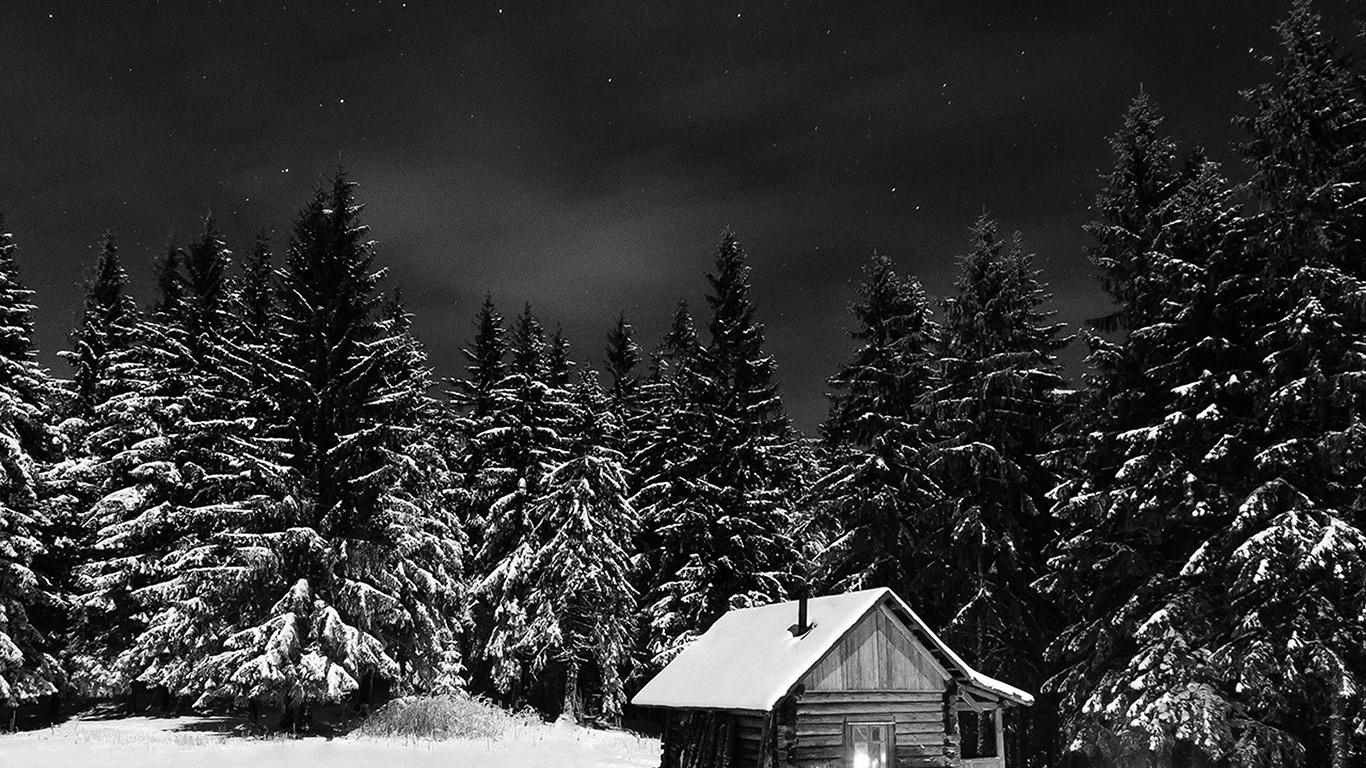 1366x768 wallpaper for desktop, laptop. winter house night sky christmas starry bw dark