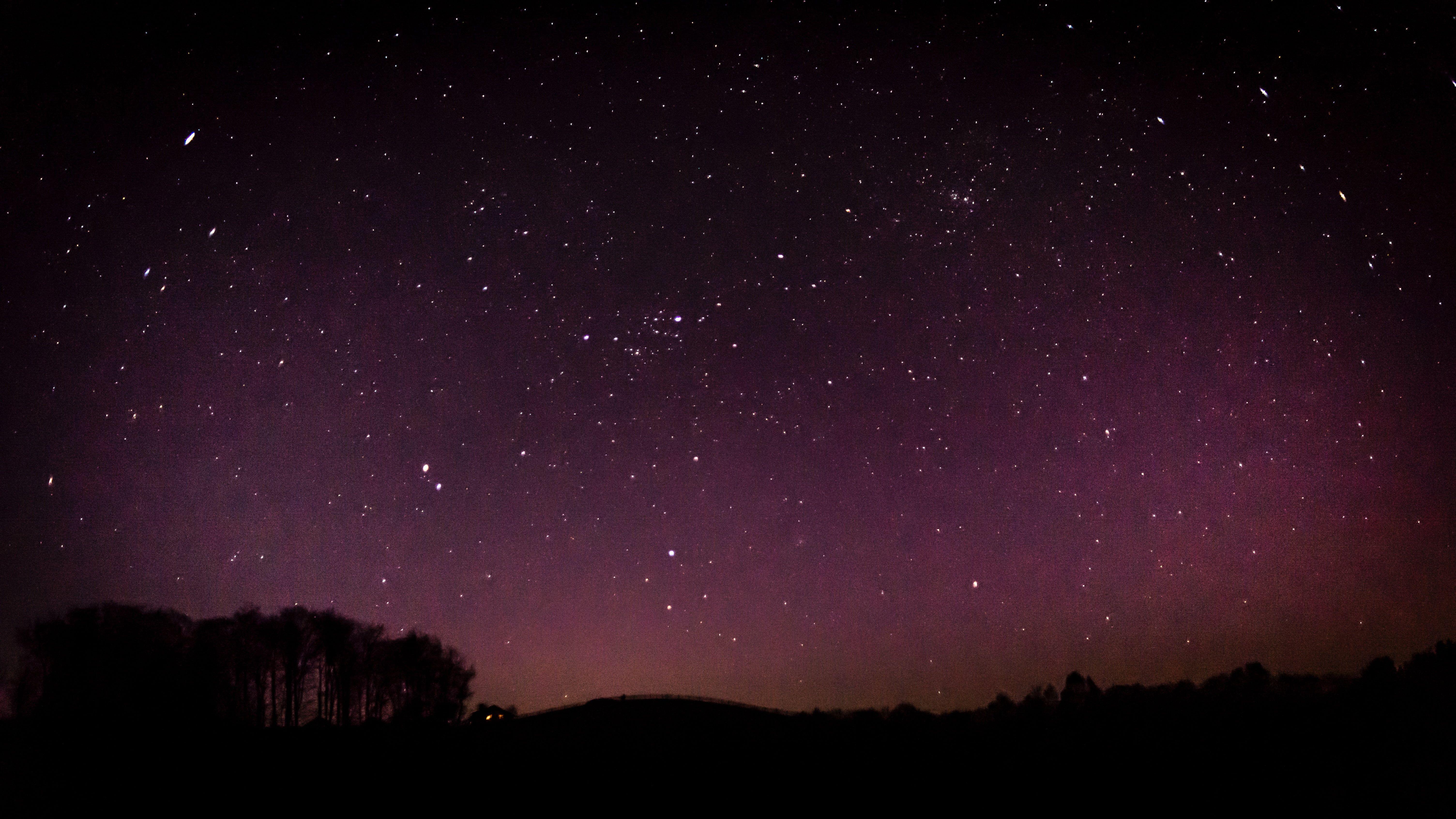 6016x3384 Silhouette Of Trees, Starry Sky, Stars, Sky HD Wallpaperökyüzü Yıldızlar Arka Plan