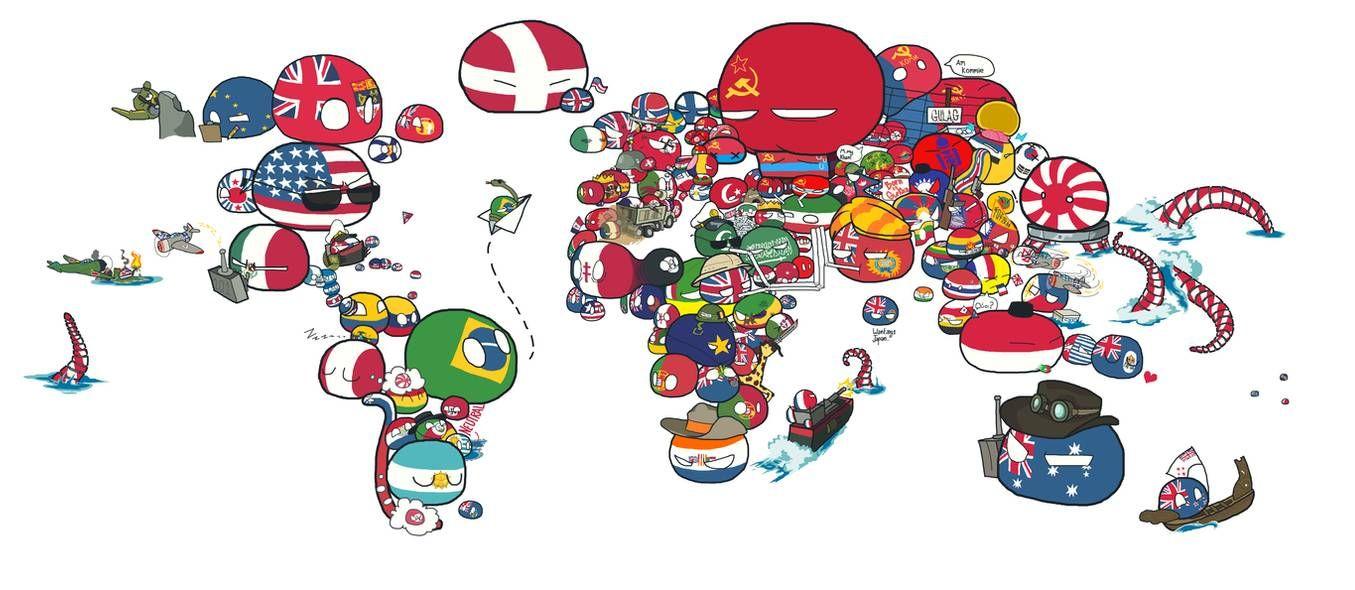 1355x590 A POLANDBALL MAP OF THE WORLD: WWII! By Yalen The Untaggable. Map, D Day Map, Wwii
