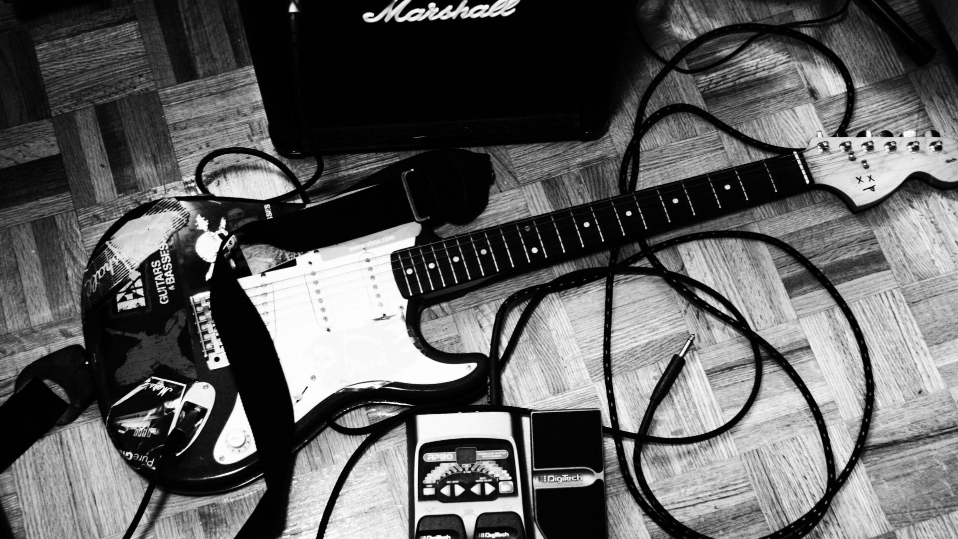 1920x1080 Entertainment music guitars black white amp strings tech wallpaperx1080