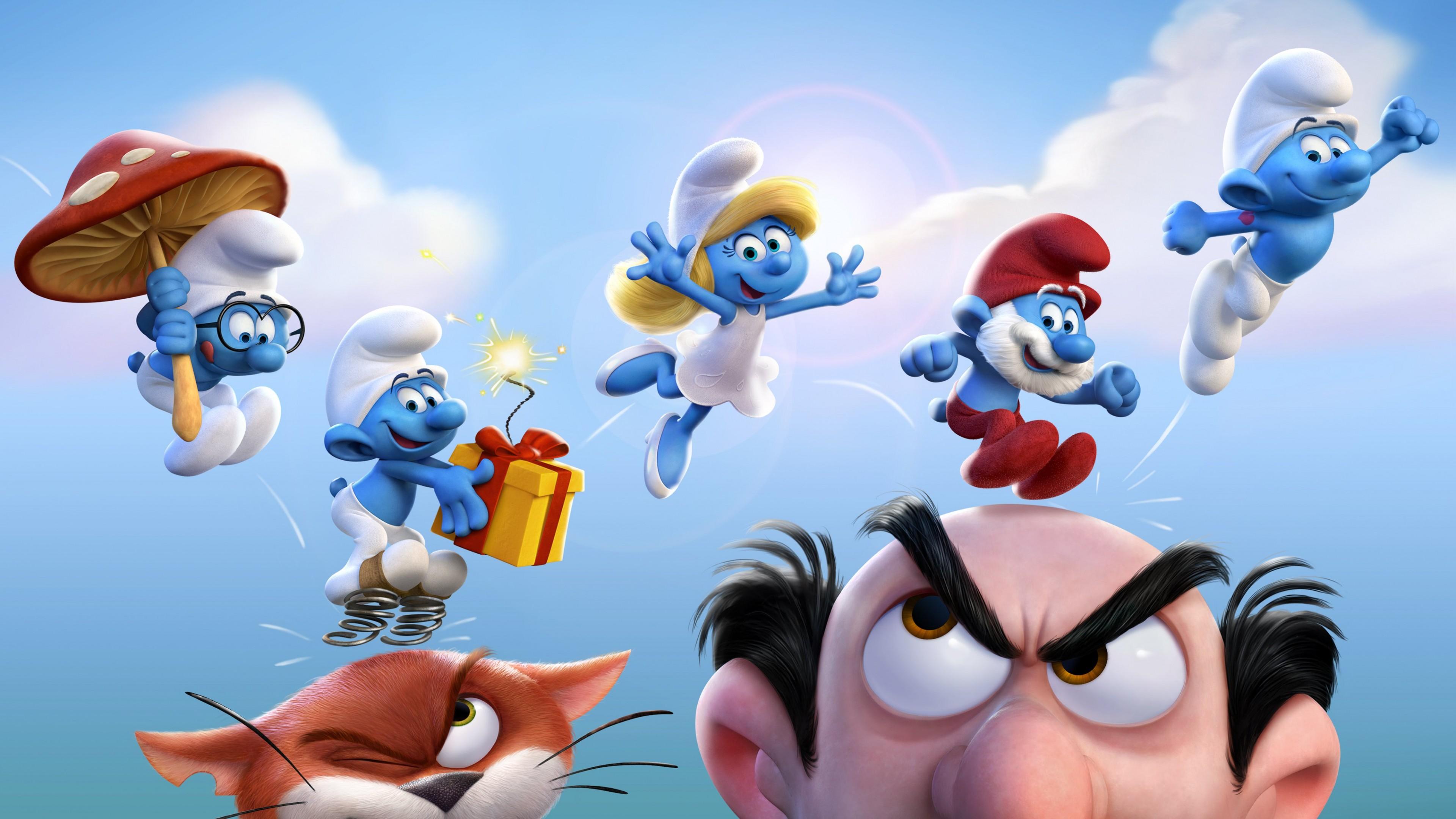 3840x2160 Wallpaper Smurfs: The Lost Village, Ariel Winter, Julia Roberts, best animation movies, Movies