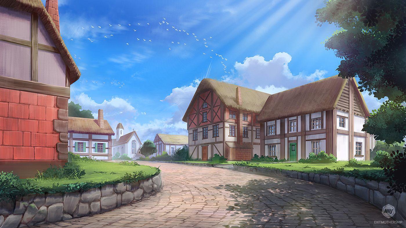 1400x788 Village Market Background Anime