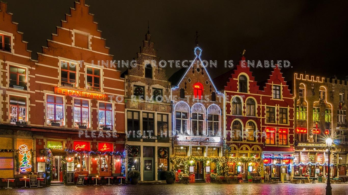 1366x768 bruges belgium at night architecture