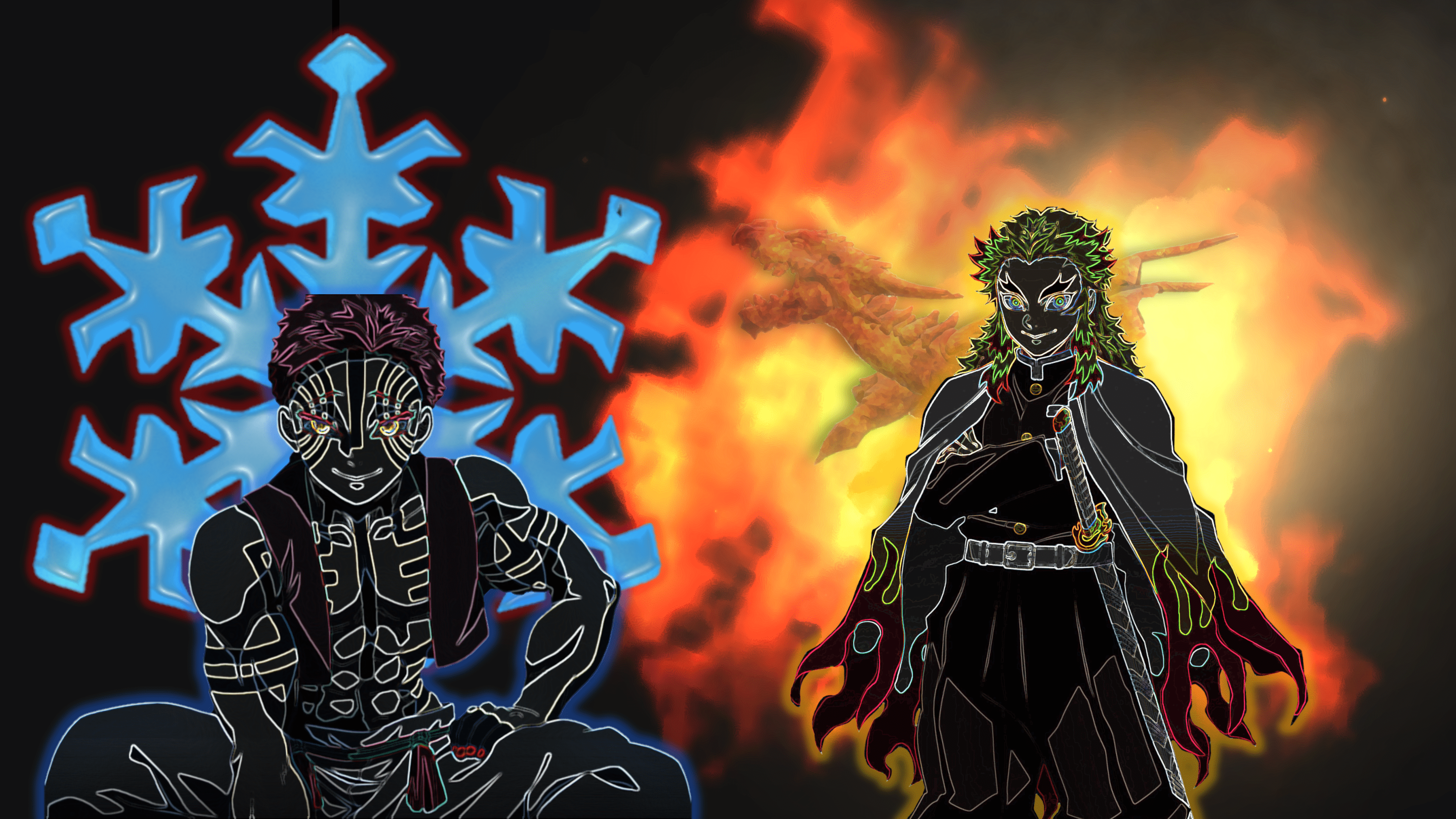 3840x2160 Rengoku vs Akaza Wallpaper