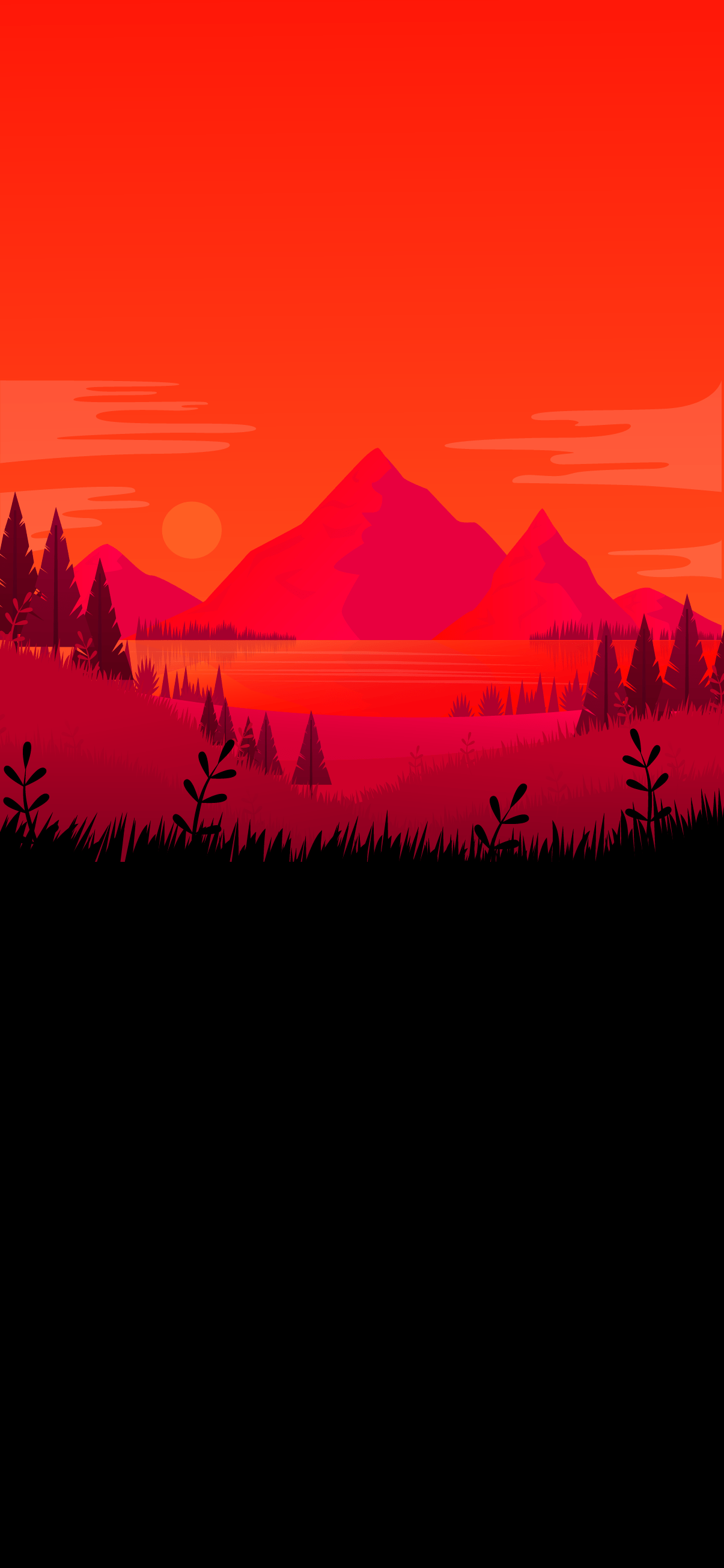 1205x2609 BLACK AMOLED MINIMALIST NATURE LANDSCAPE PHONE WALLPAPER 4K